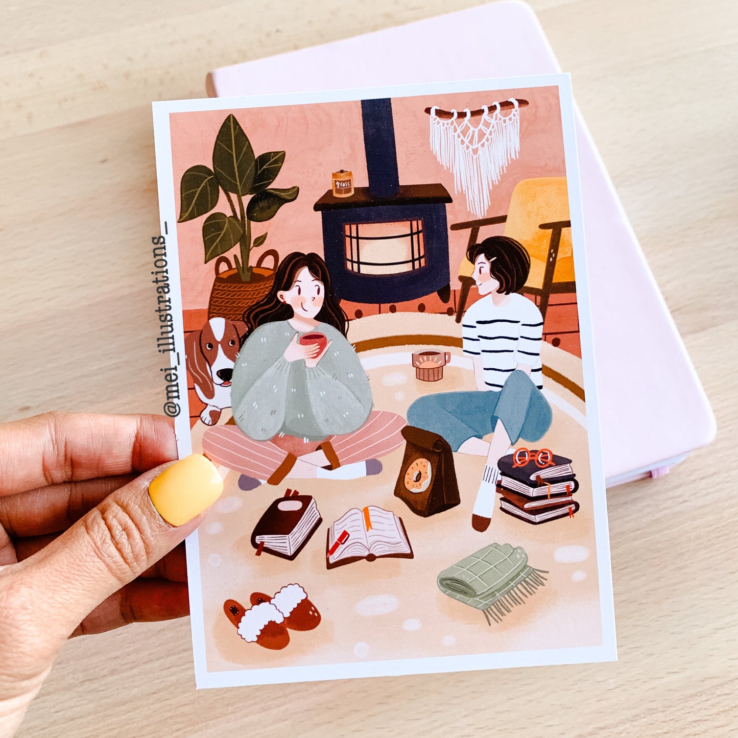 Best friend chat about books art print