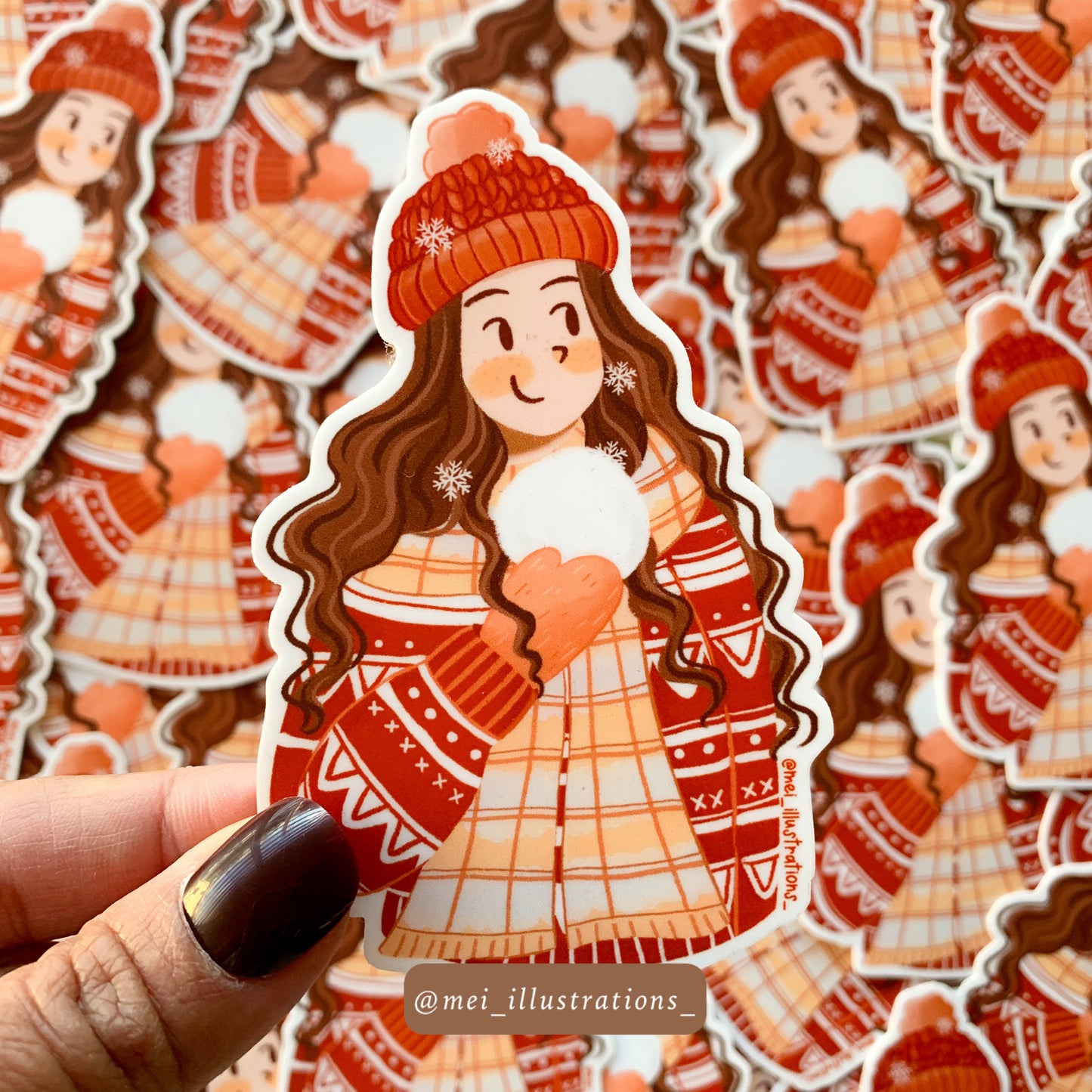 Winter girl die sticker