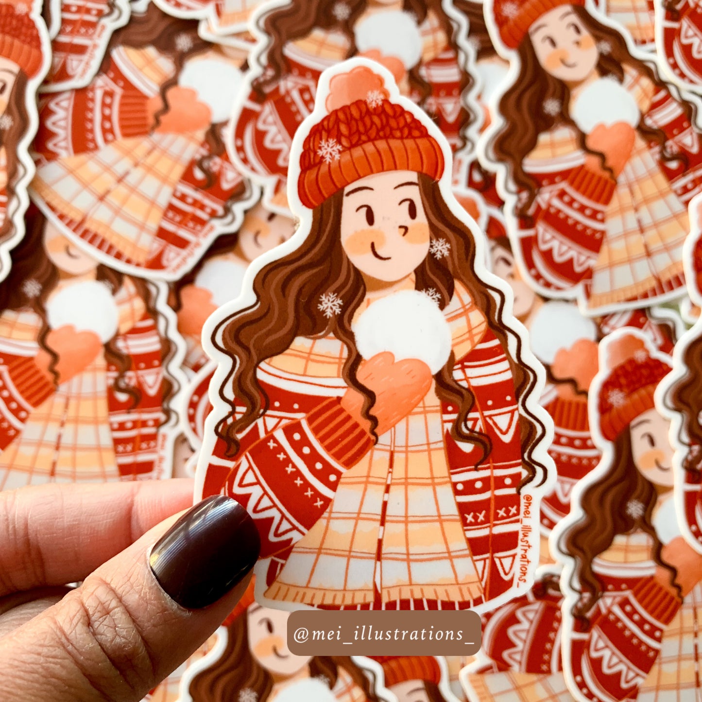 Winter girl die sticker