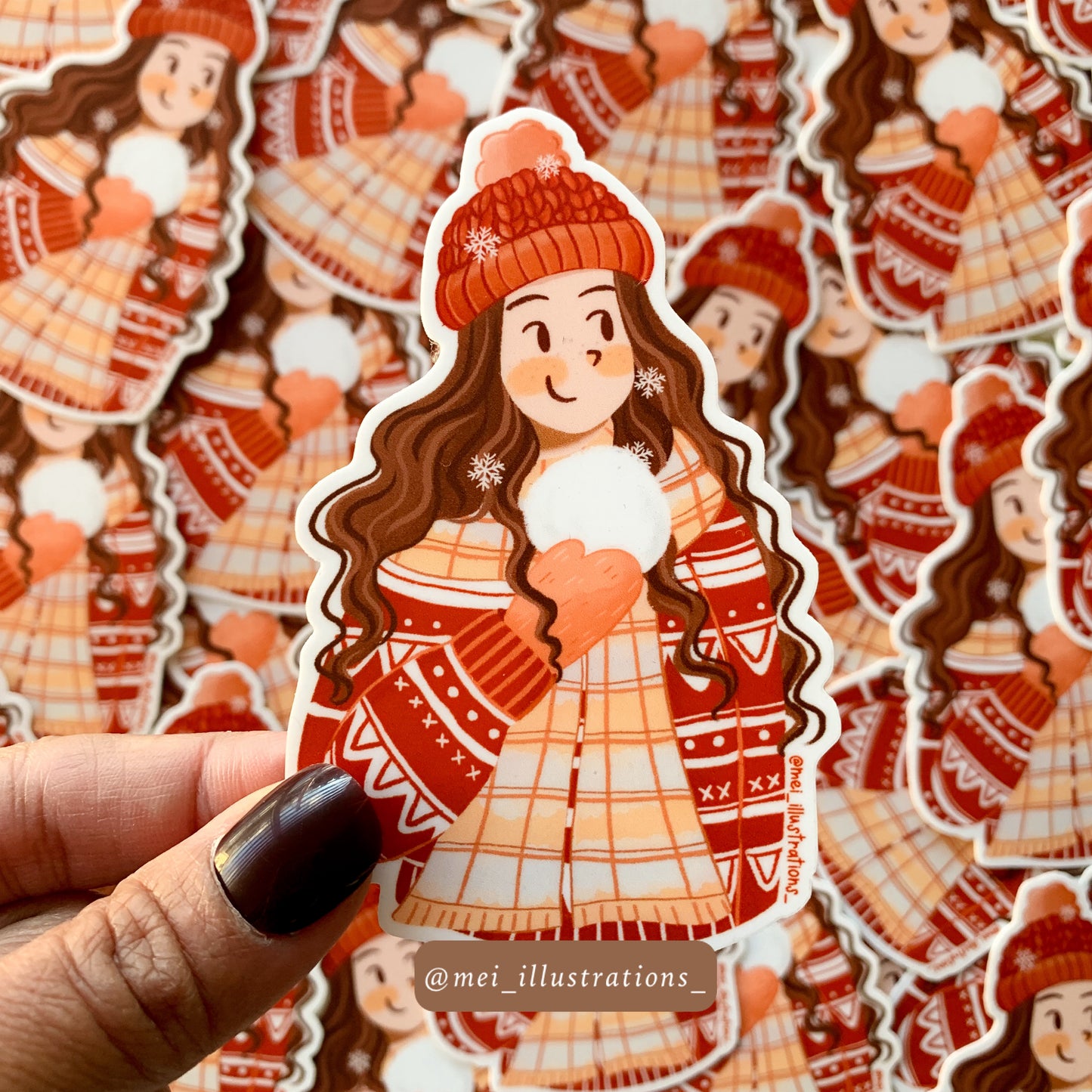 Winter girl die sticker