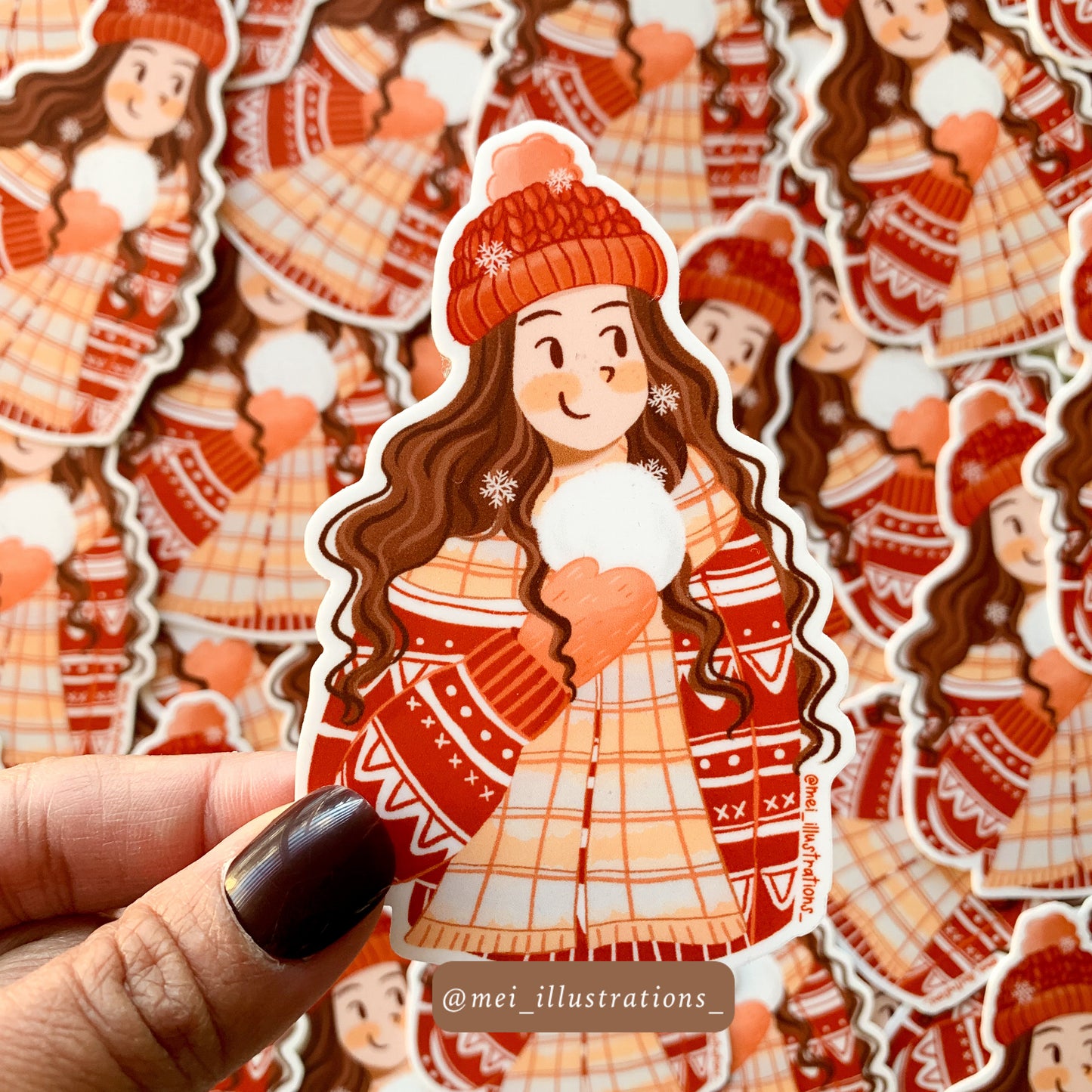 Winter girl die sticker