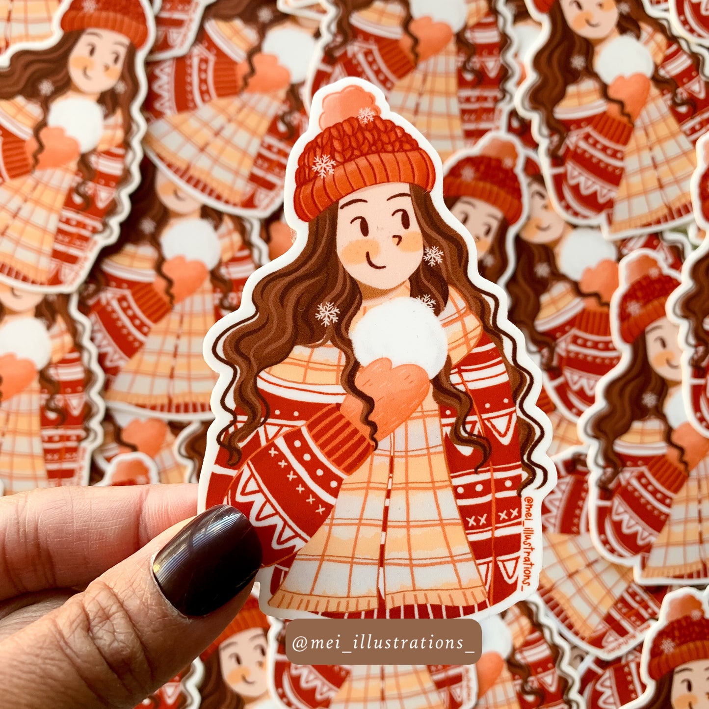 Winter girl die sticker