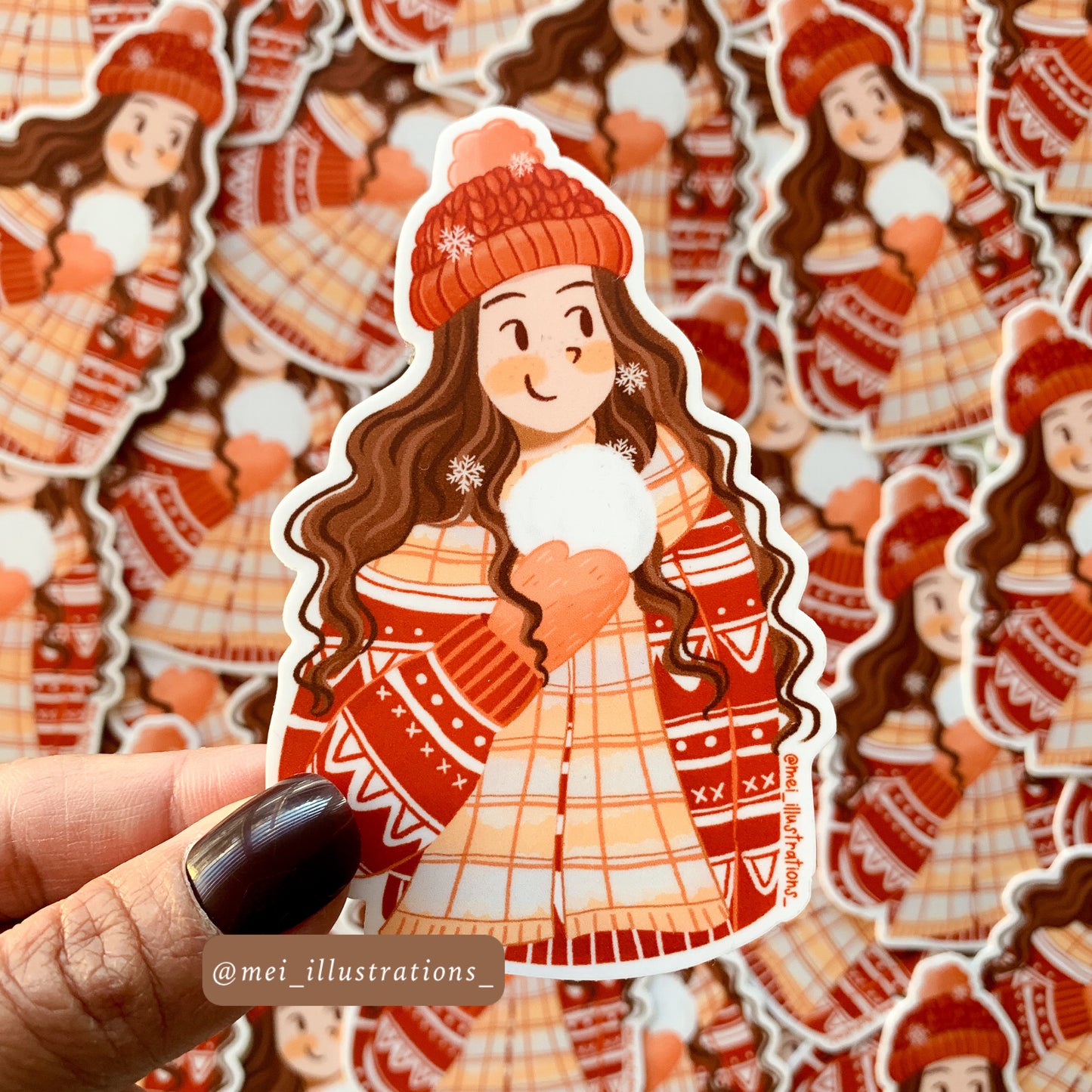 Winter girl die sticker