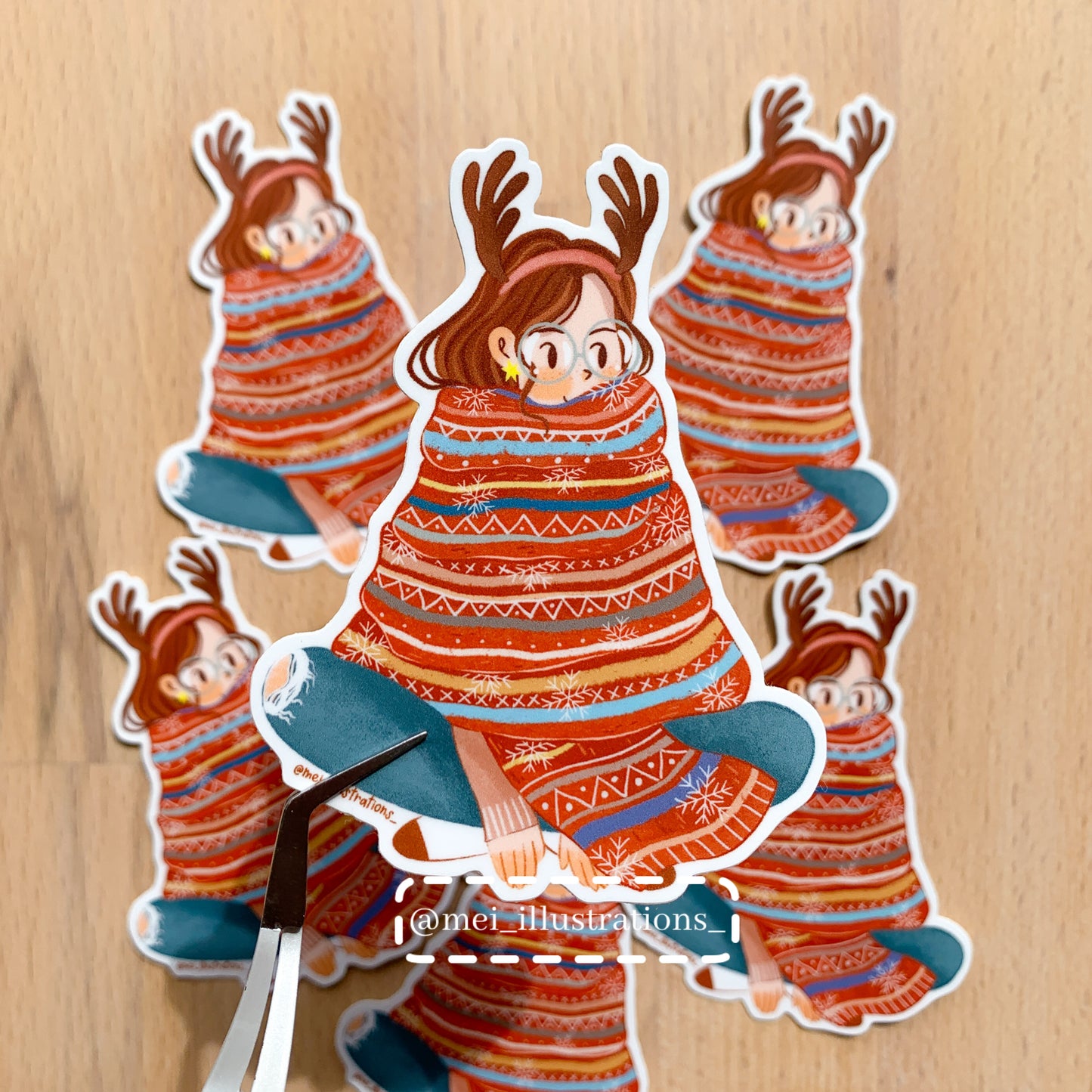 Cozy girl die cut sticker