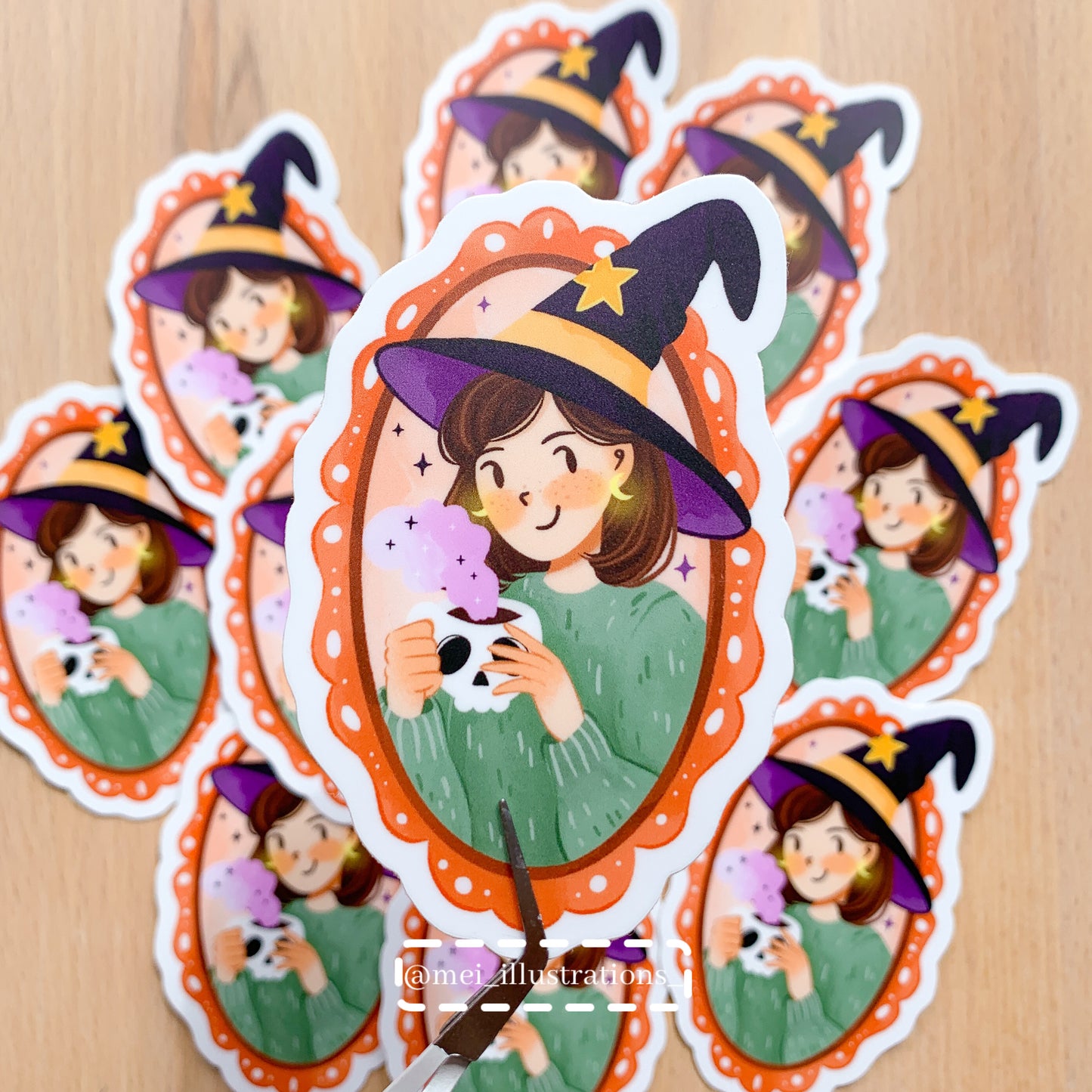 Witchy in frame die cut sticker