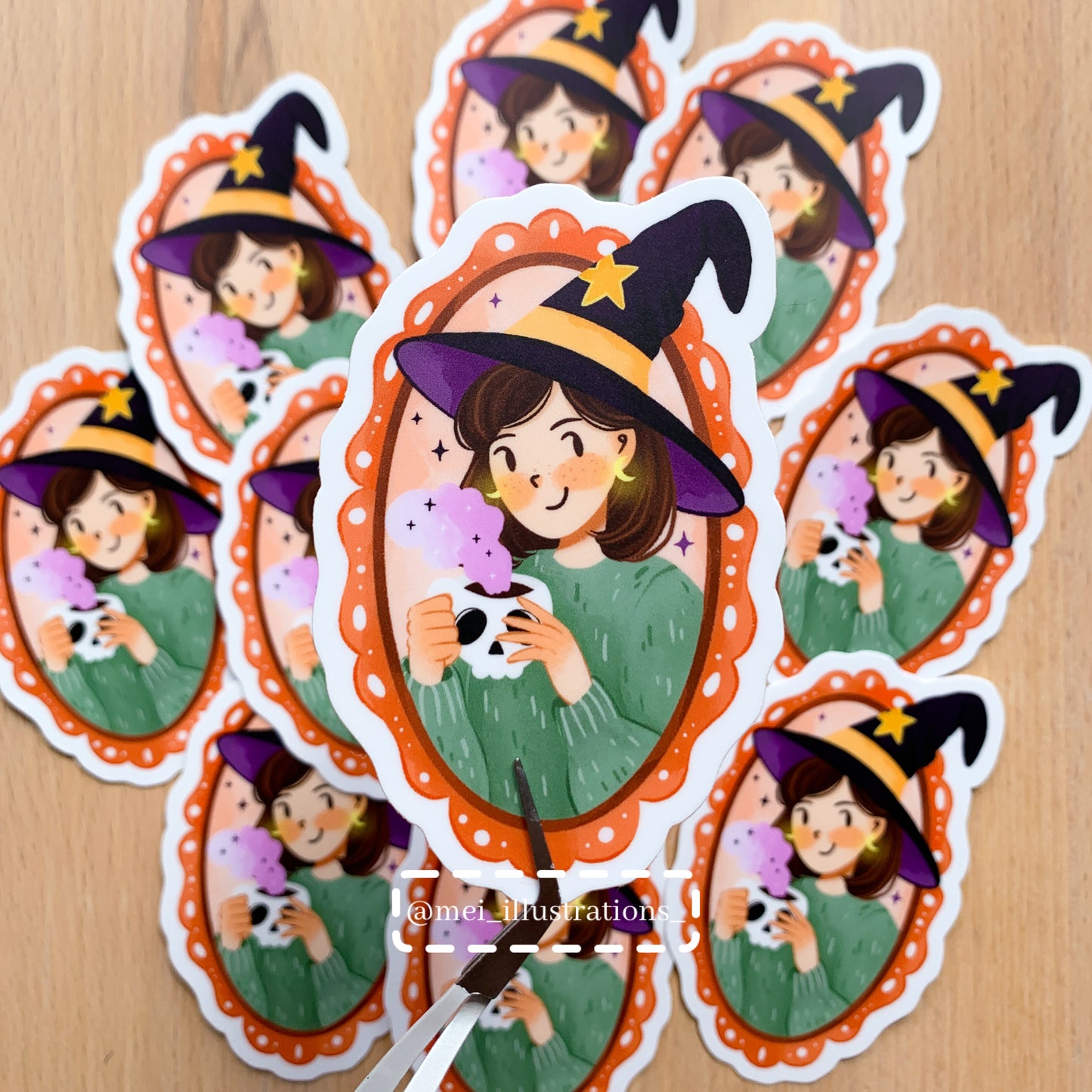 Witchy in frame die cut sticker