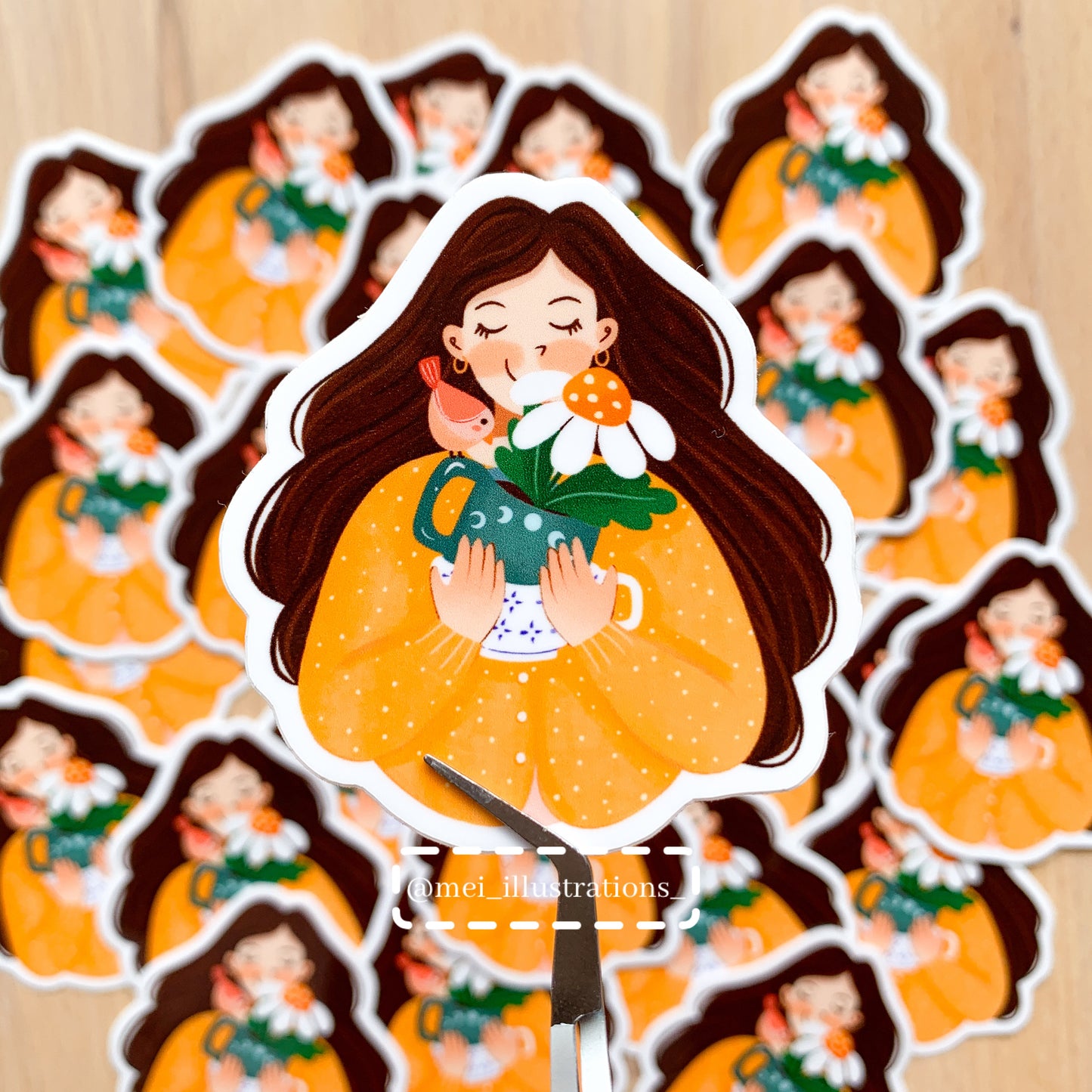 Spring girl die cut sticker