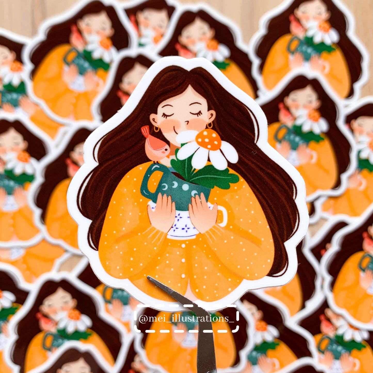 Spring girl die cut sticker