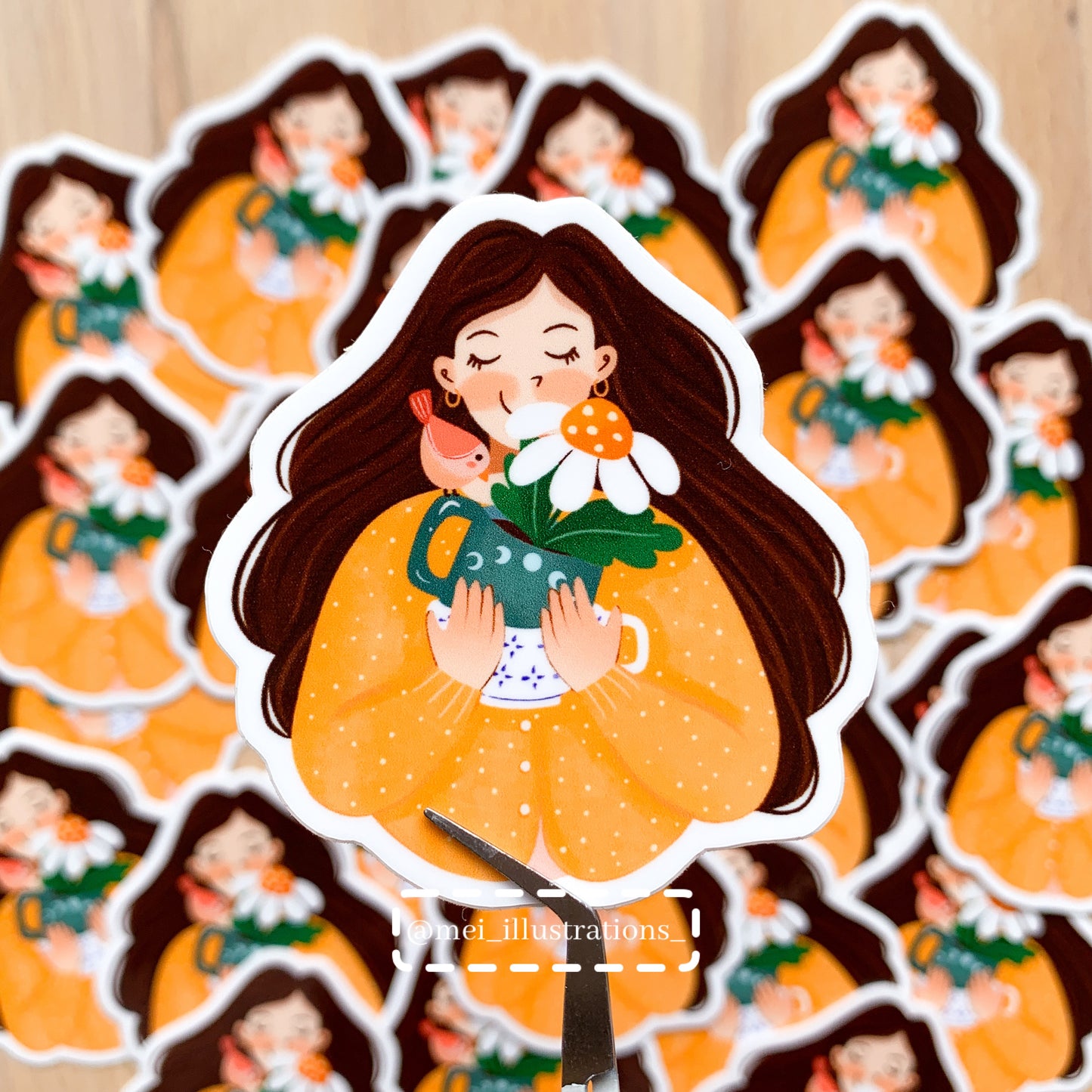 Spring girl die cut sticker