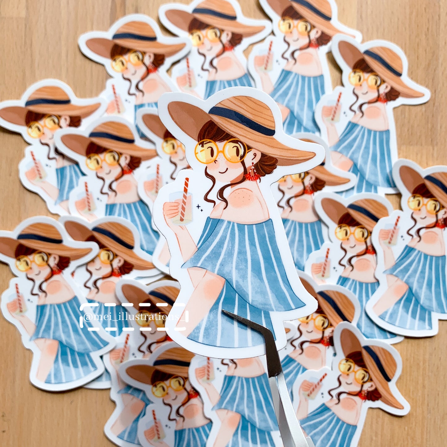 Summer girl die cut sticker
