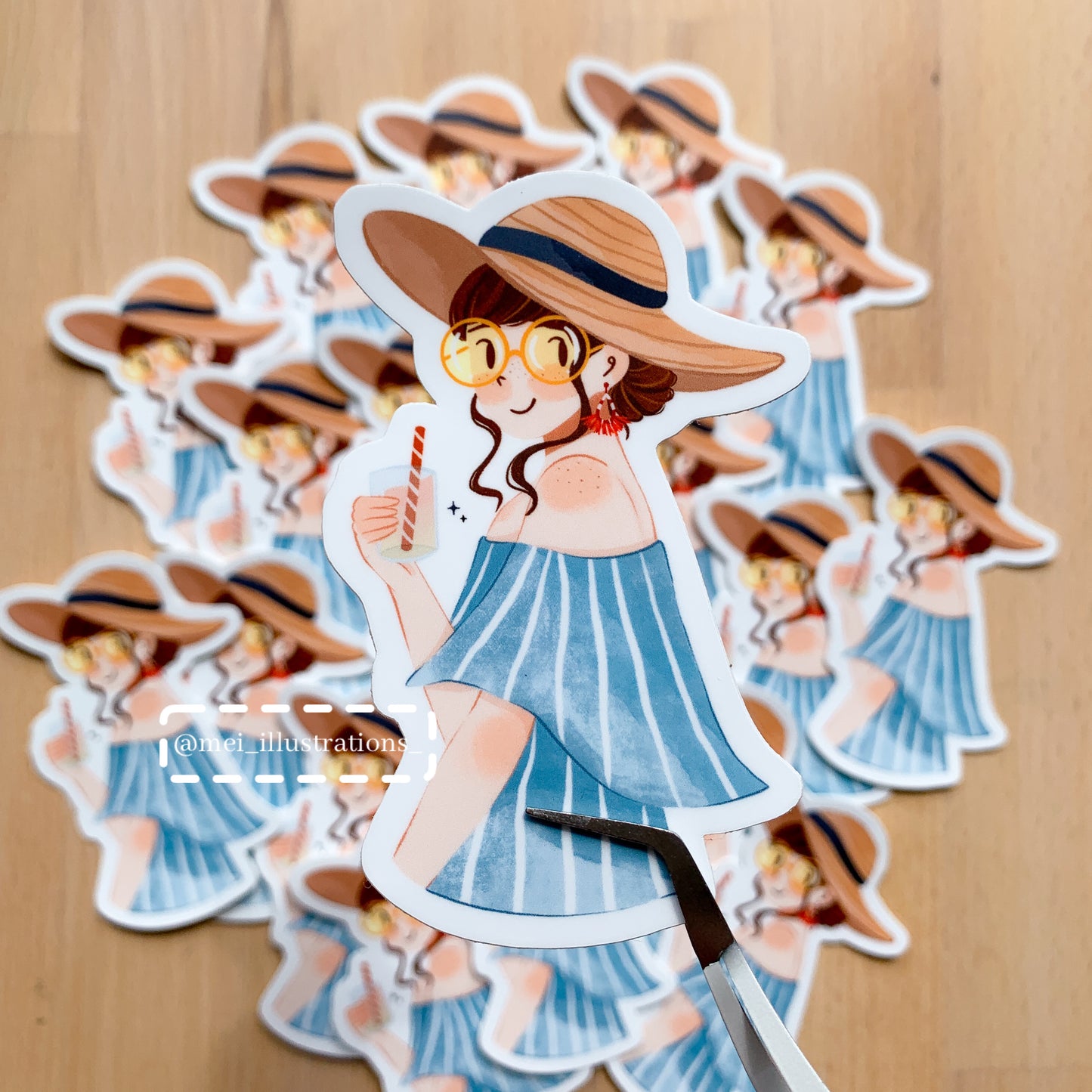Summer girl die cut sticker