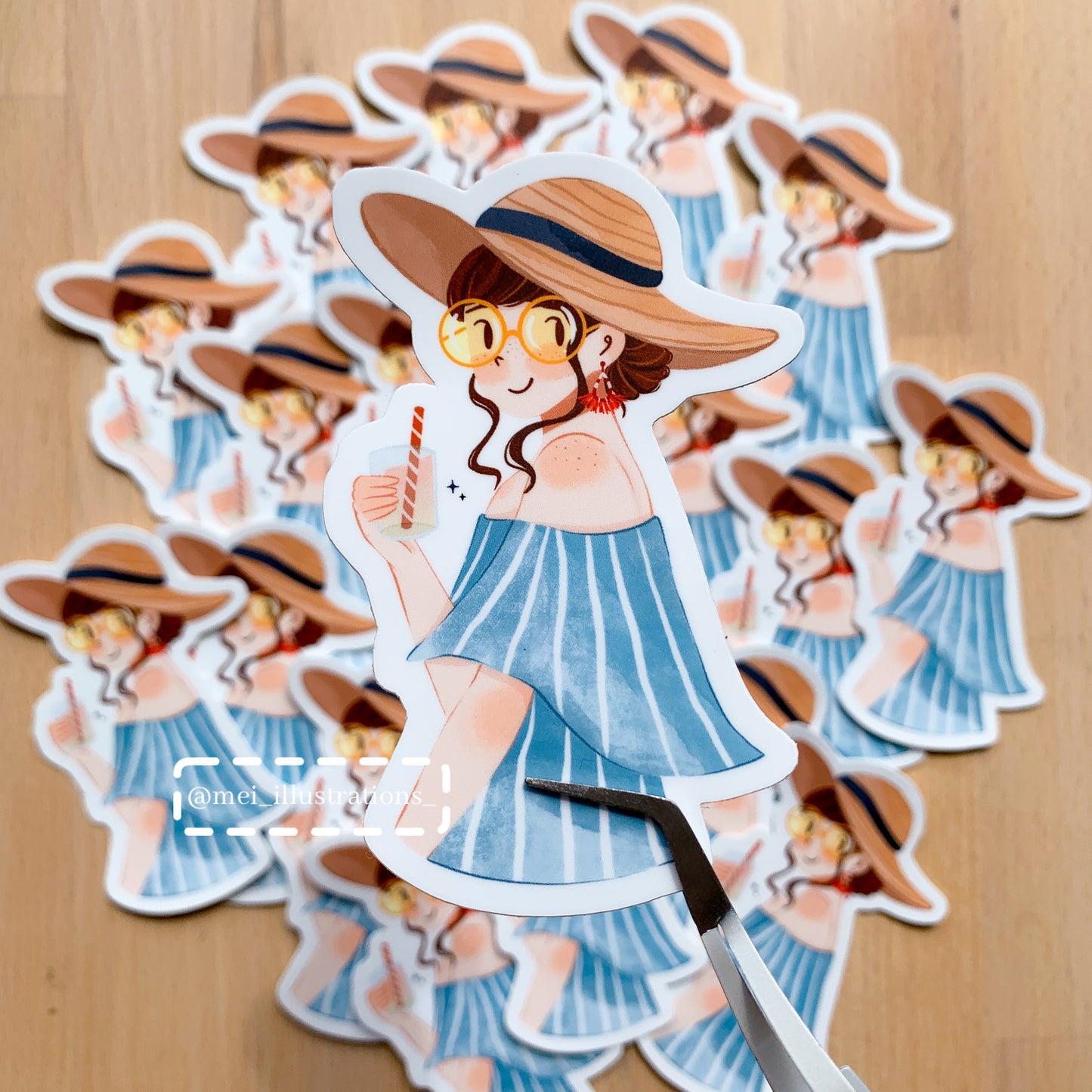 Summer girl die cut sticker