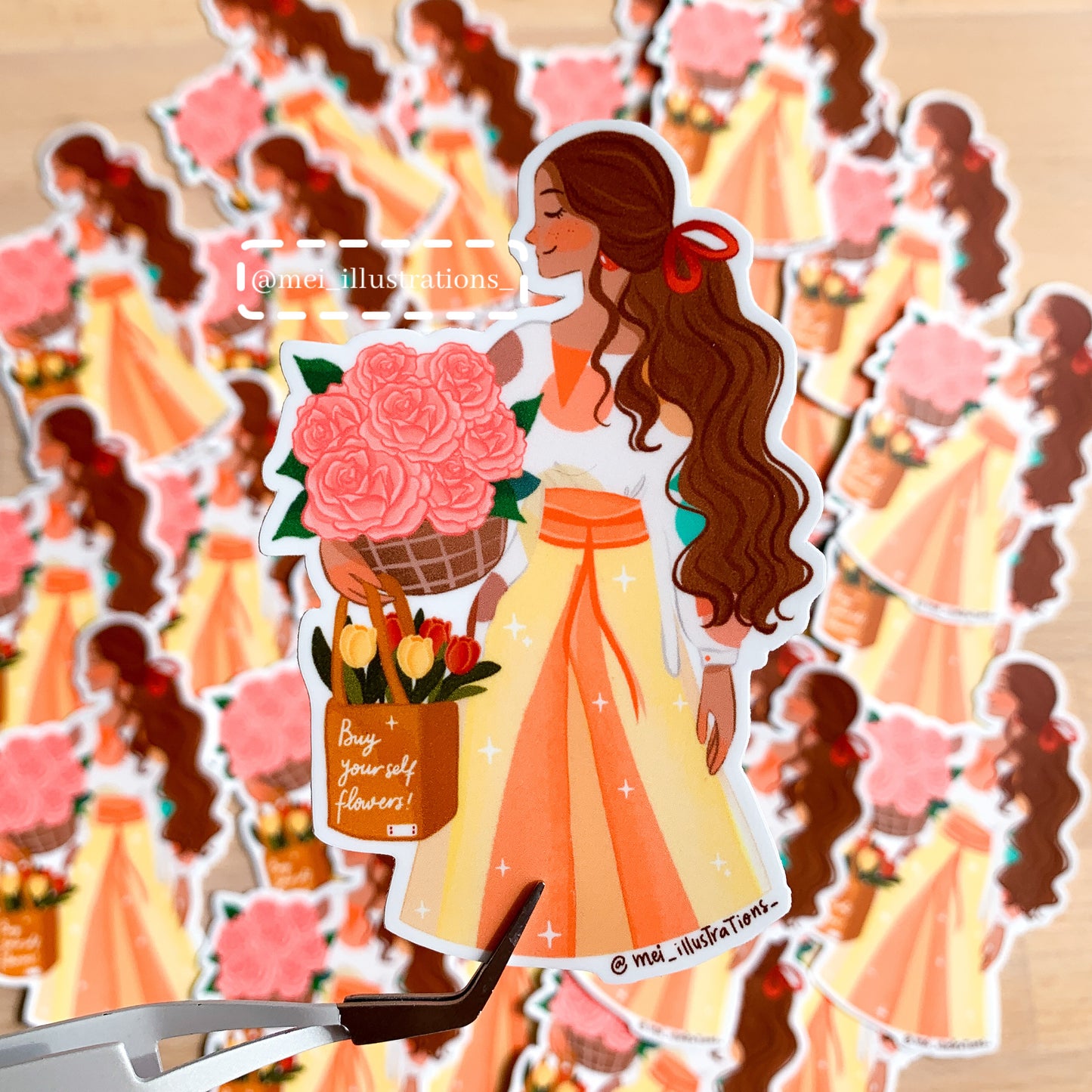 Flower girl die cut sticker