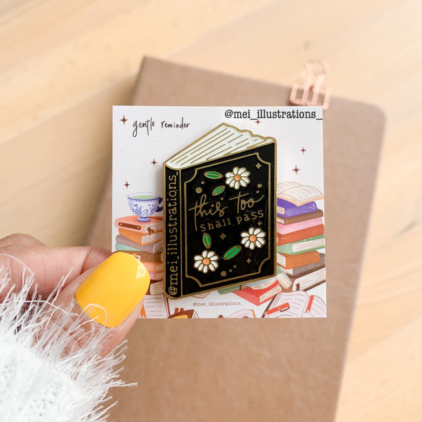 Book quote enamel pin