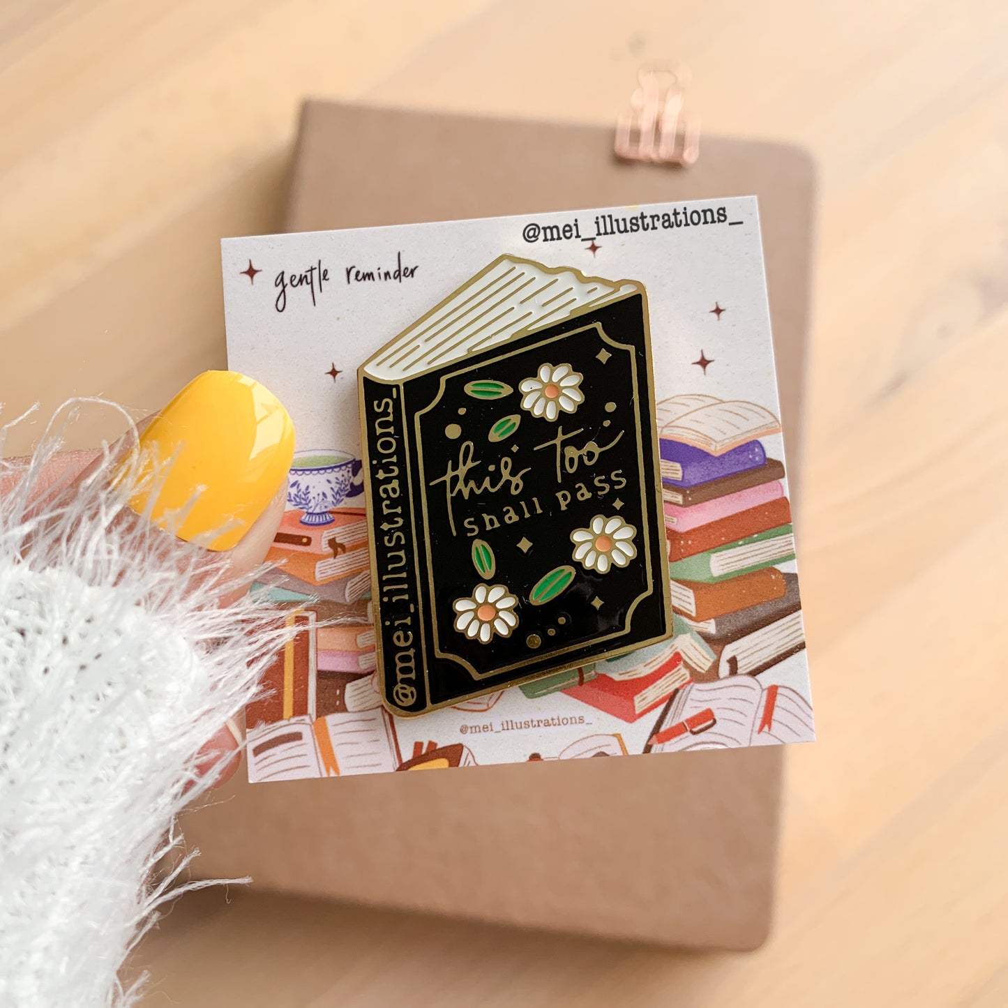 Book quote enamel pin