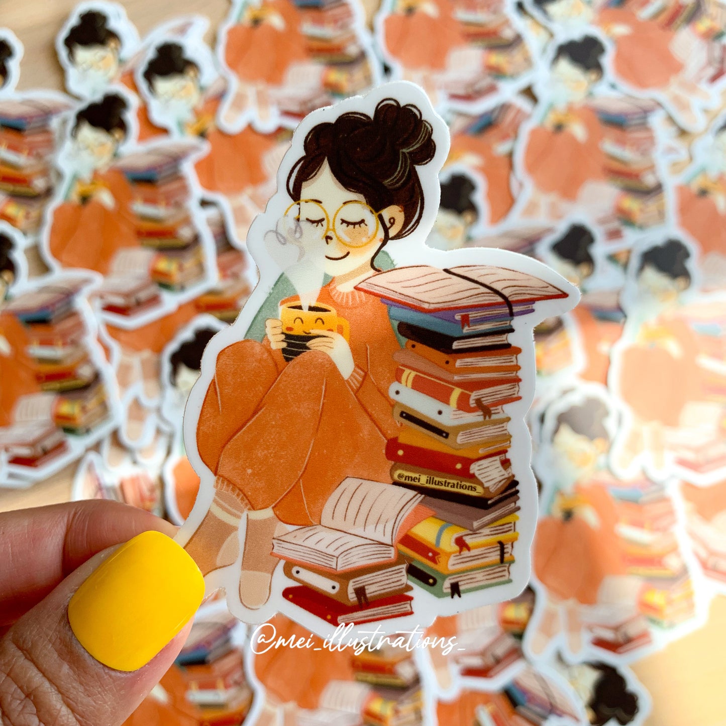 Cozy bookworm sticker