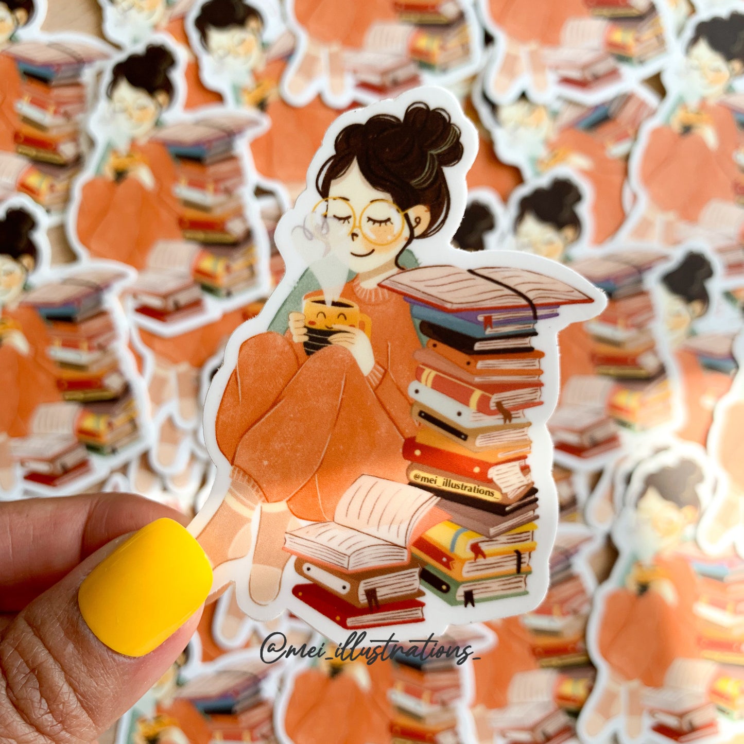 Cozy bookworm sticker