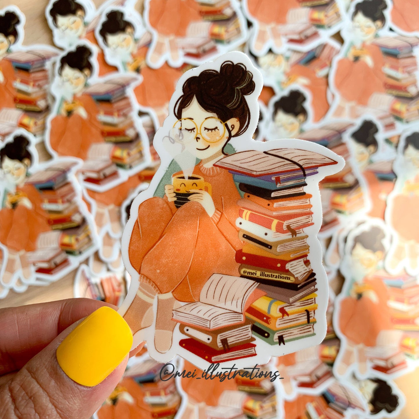 Cozy bookworm sticker