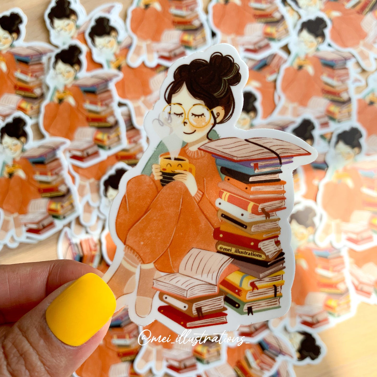 Cozy bookworm sticker