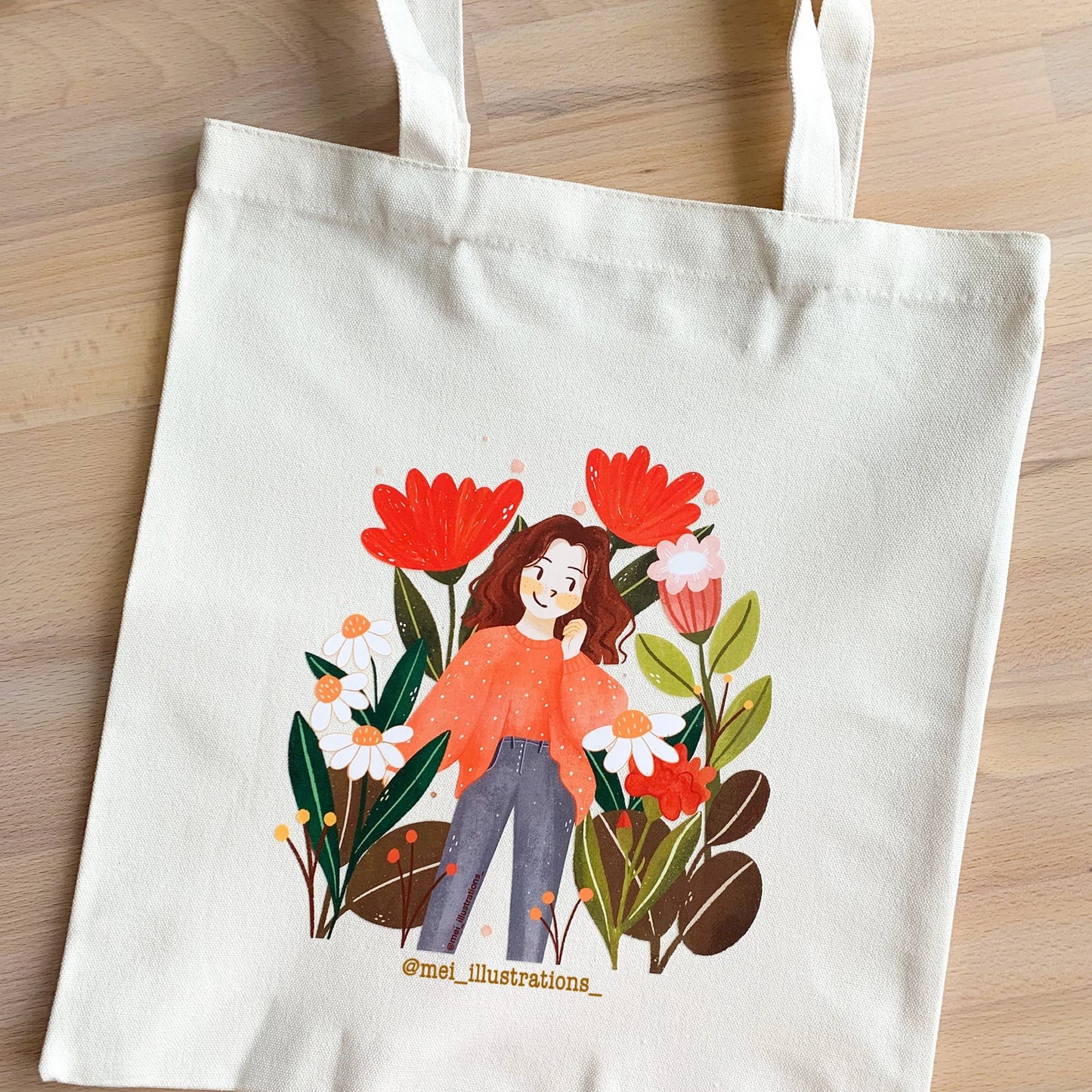 DTF tote bag-flower girl 3