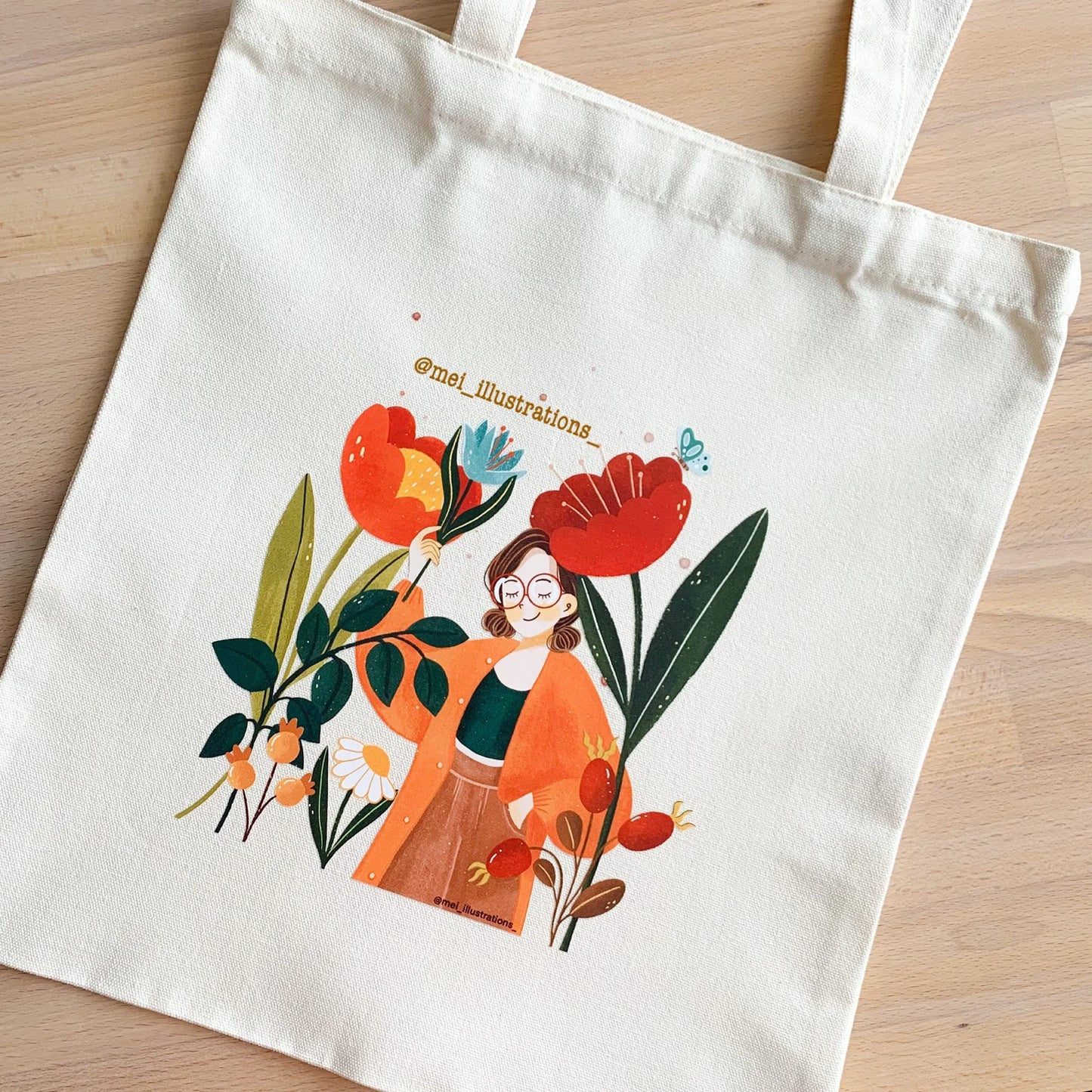 DTF tote bag-Flower girl 01