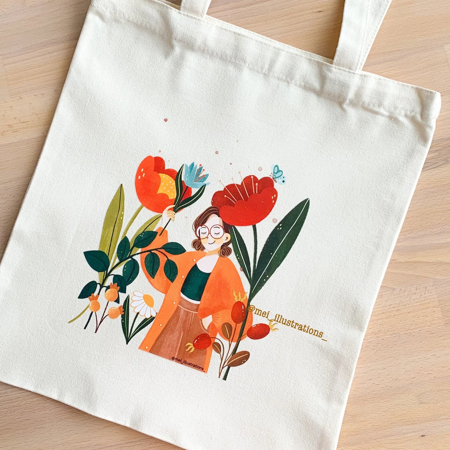 DTF tote bag-Flower girl 01