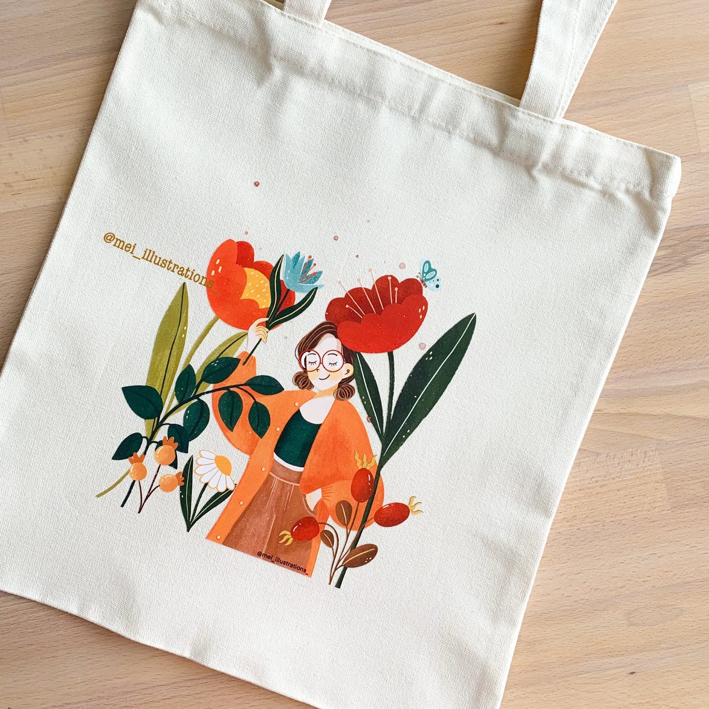 DTF tote bag-Flower girl 01