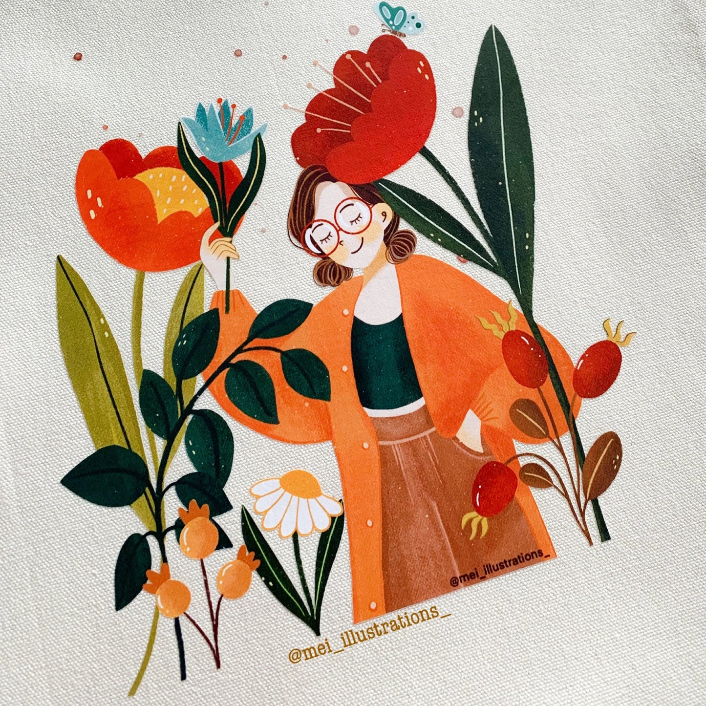 DTF tote bag-Flower girl 01