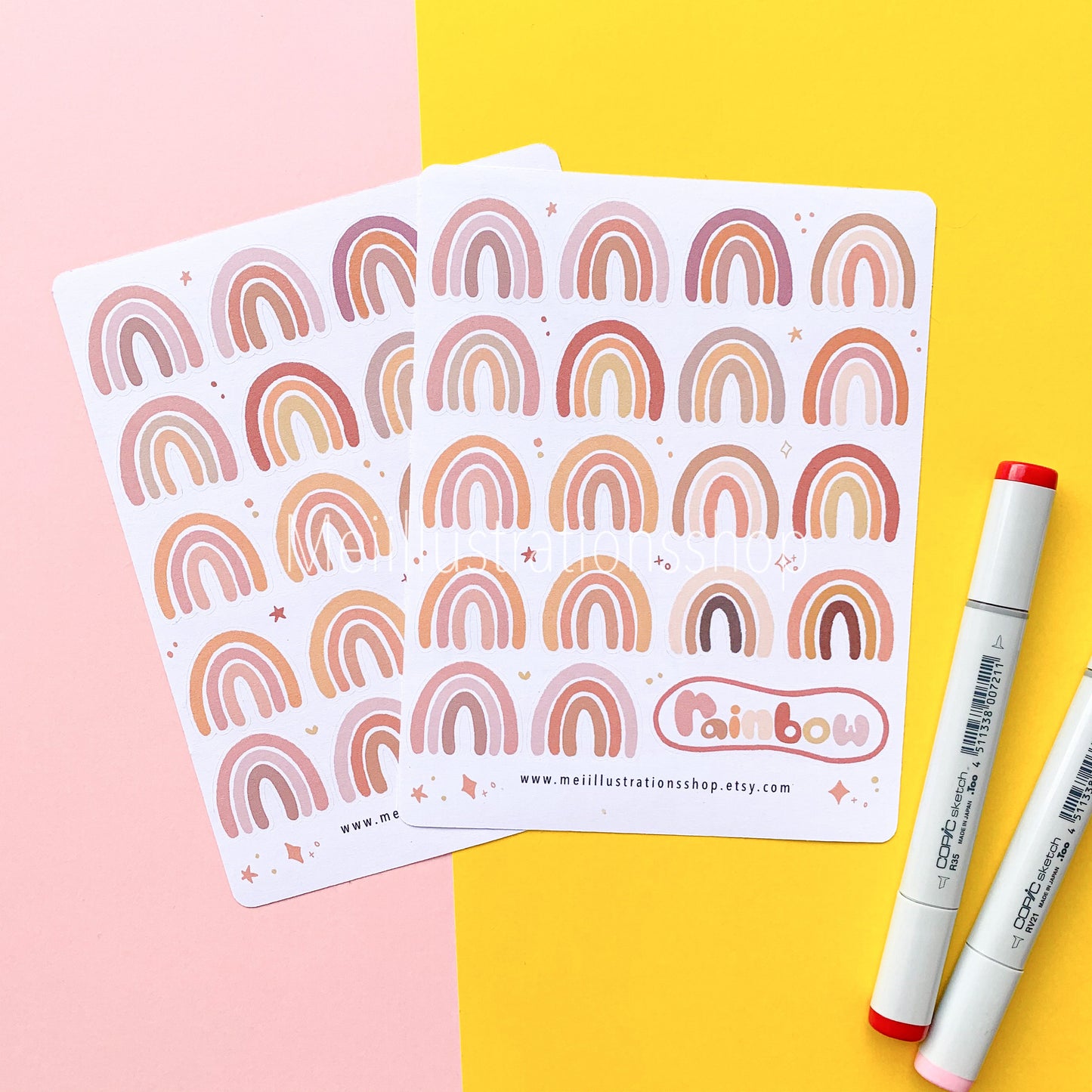 Rainbow pastel sticker sheet