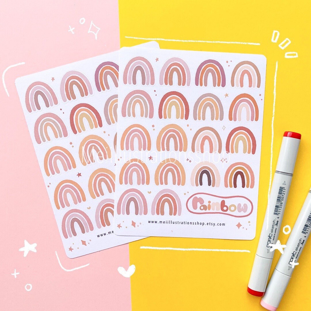 Rainbow pastel sticker sheet