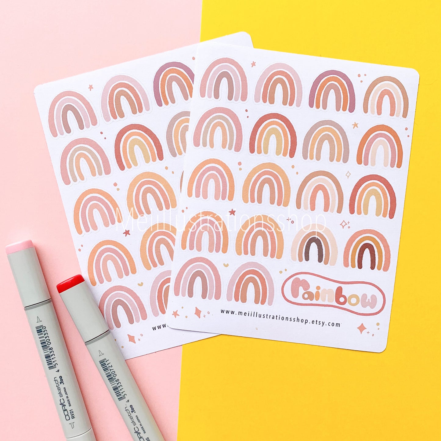 Rainbow pastel sticker sheet