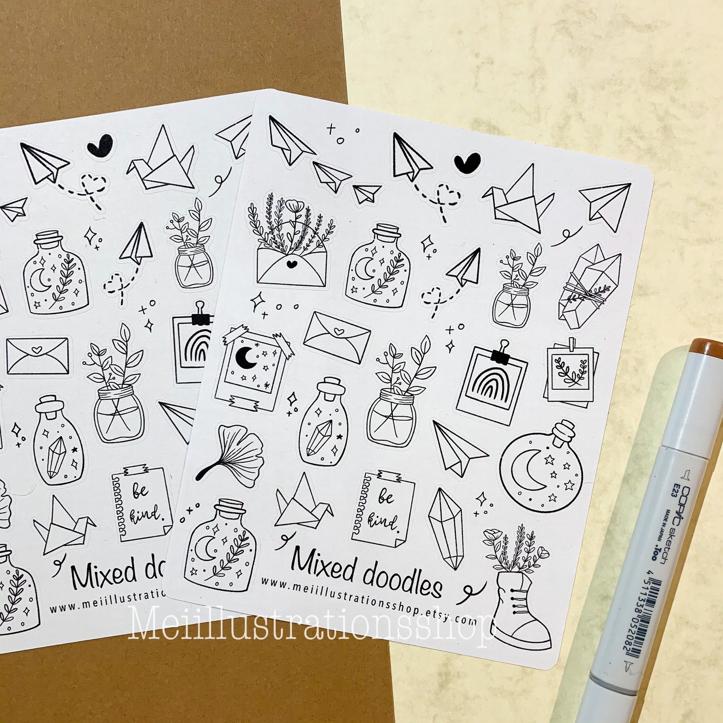 Mixed doodle sticker sheet