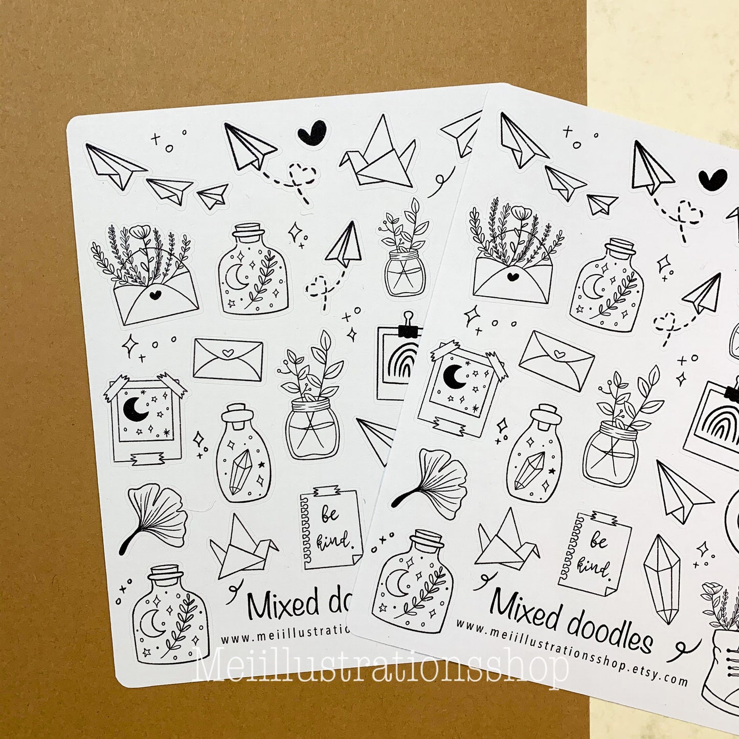 Mixed doodle sticker sheet