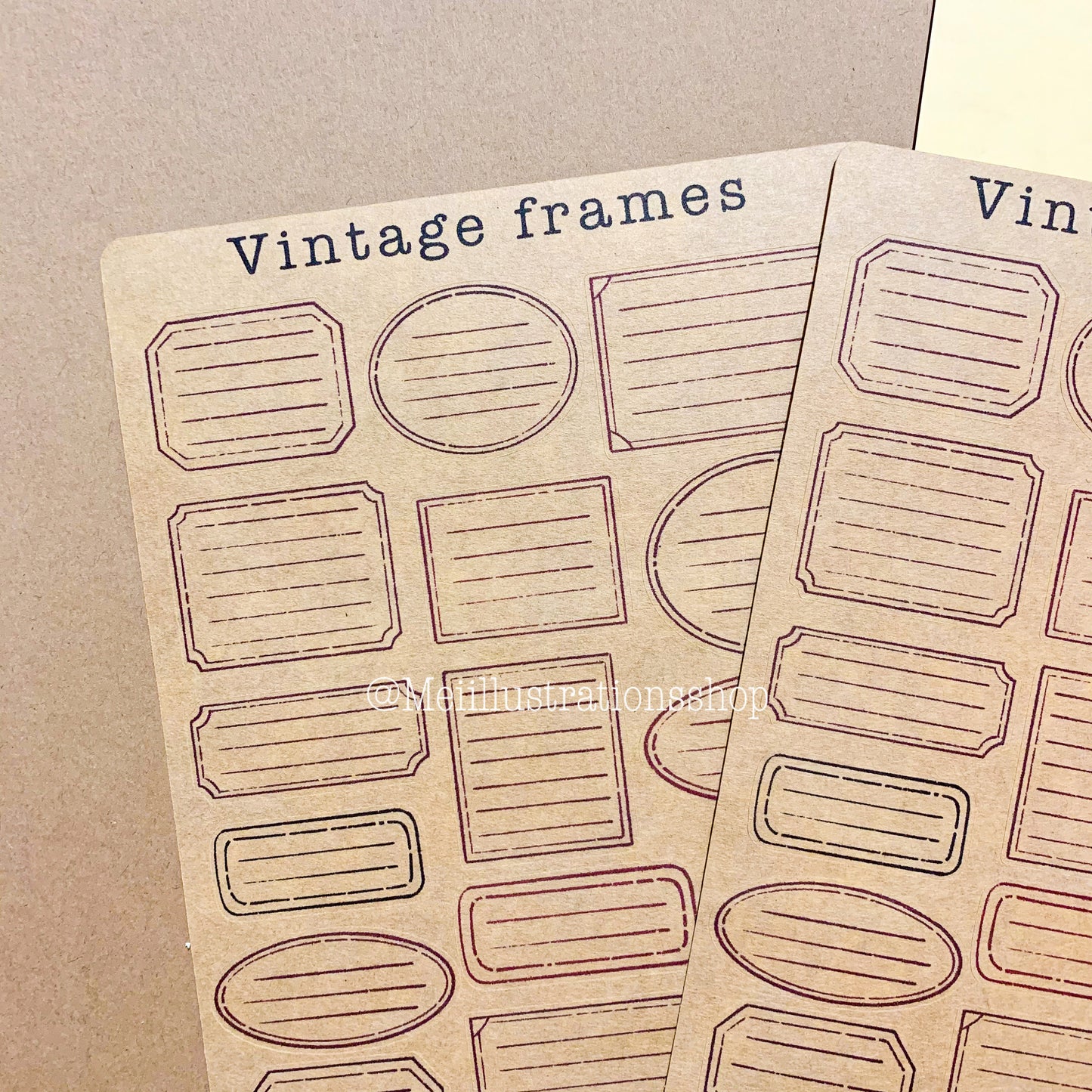 Vintage frames kraft sticker sheet