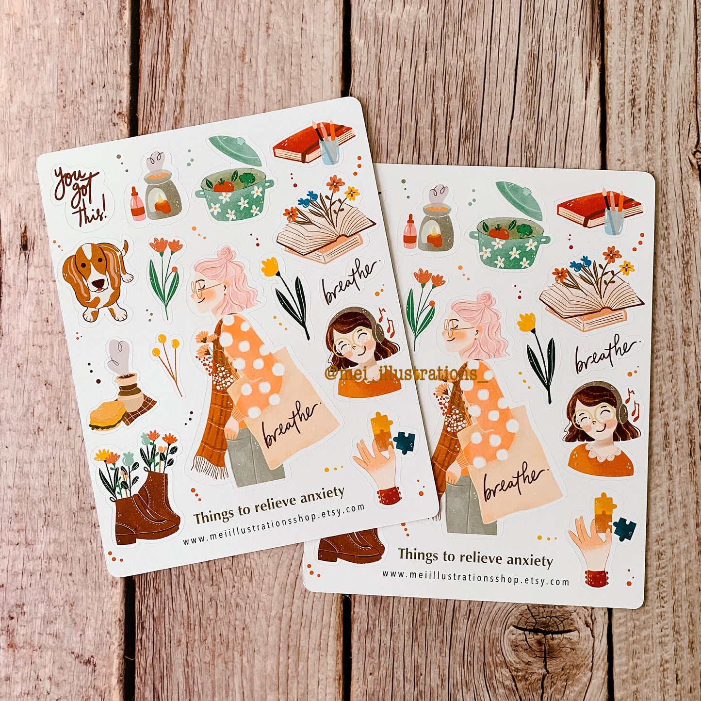 Things to relieve anxiety sticker sheet