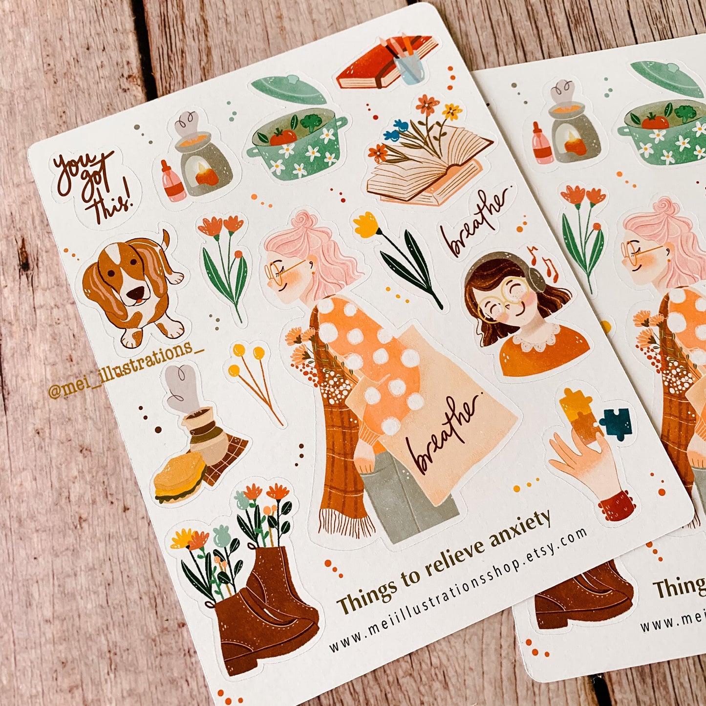 Things to relieve anxiety sticker sheet