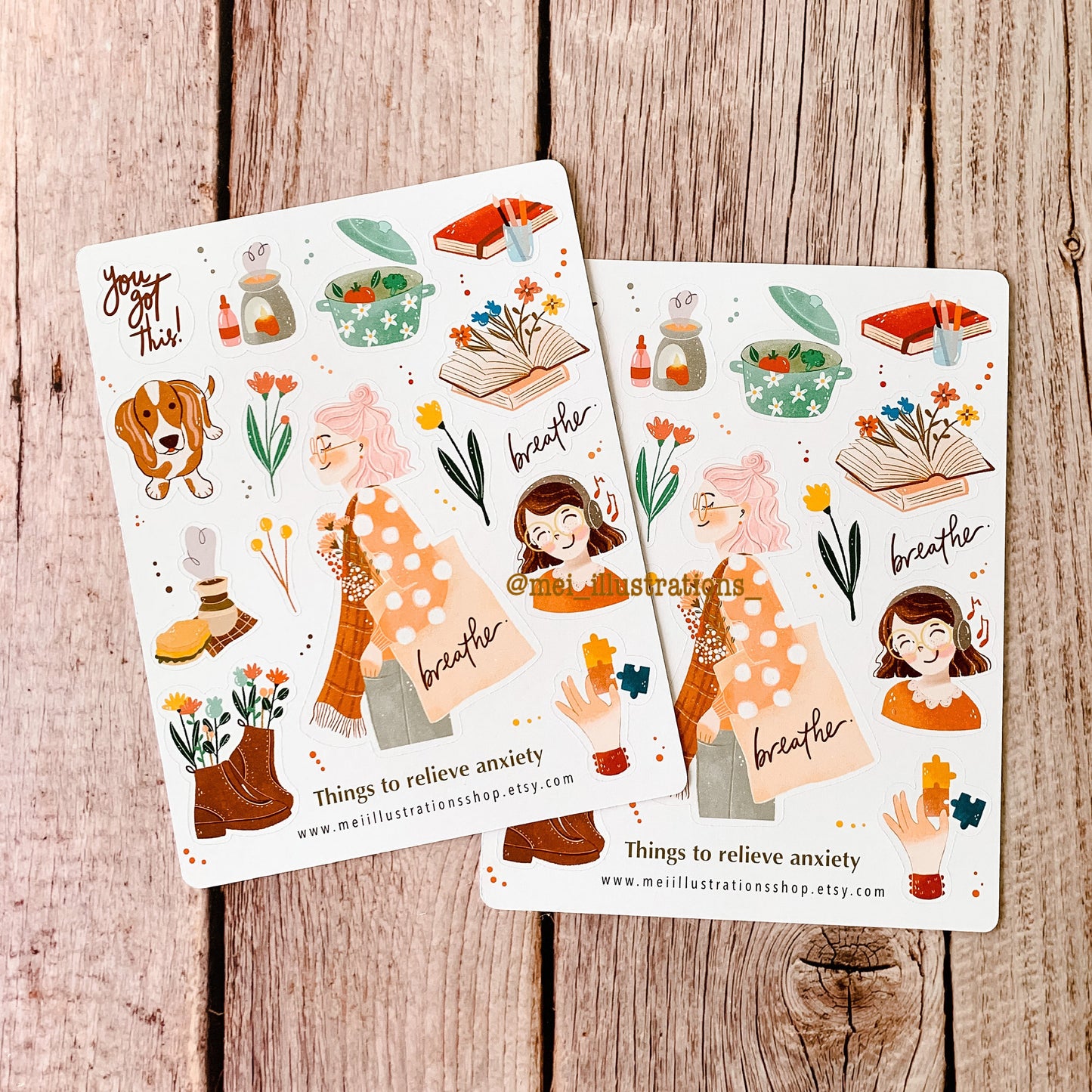Things to relieve anxiety sticker sheet