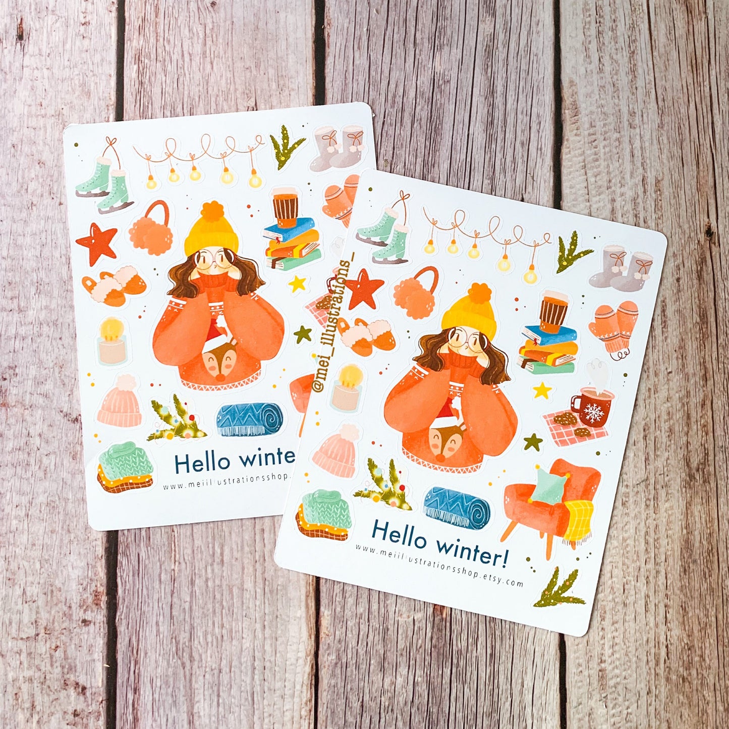 Hello winter sticker sheet