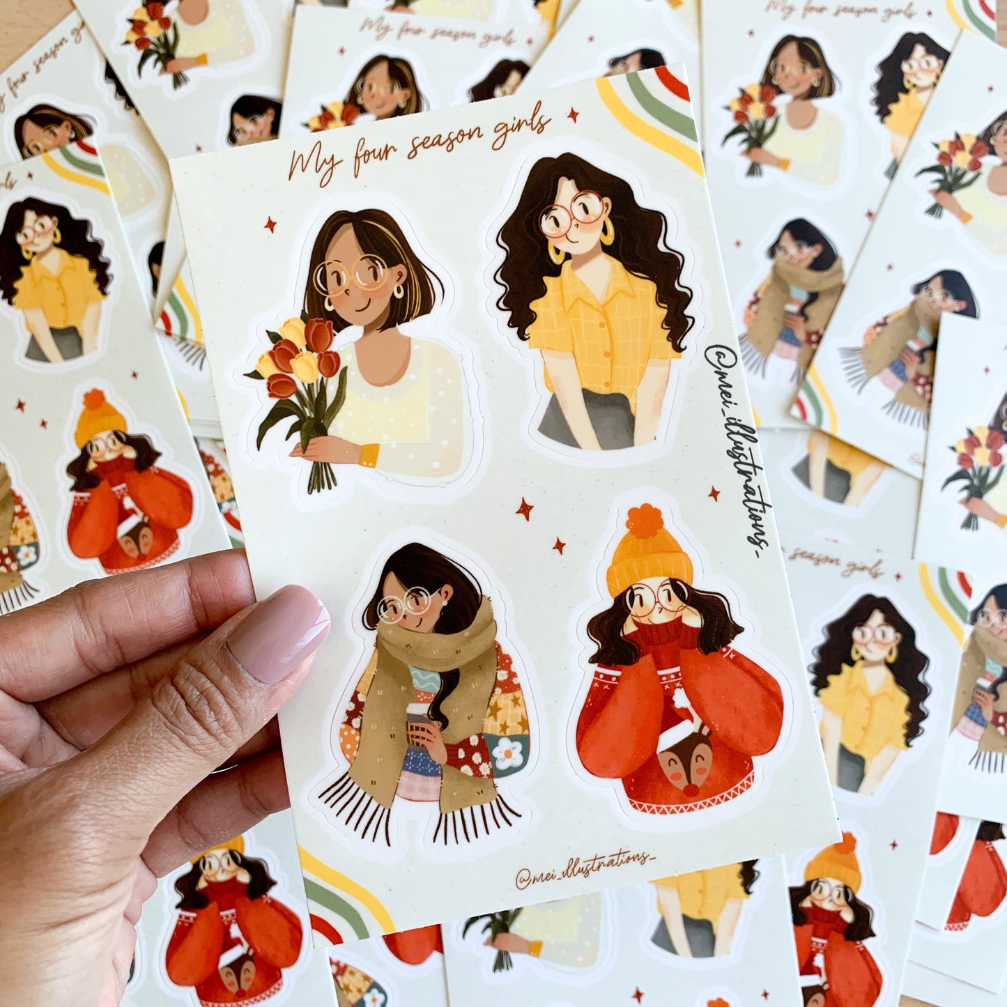 Four seasons girls sticker sheet