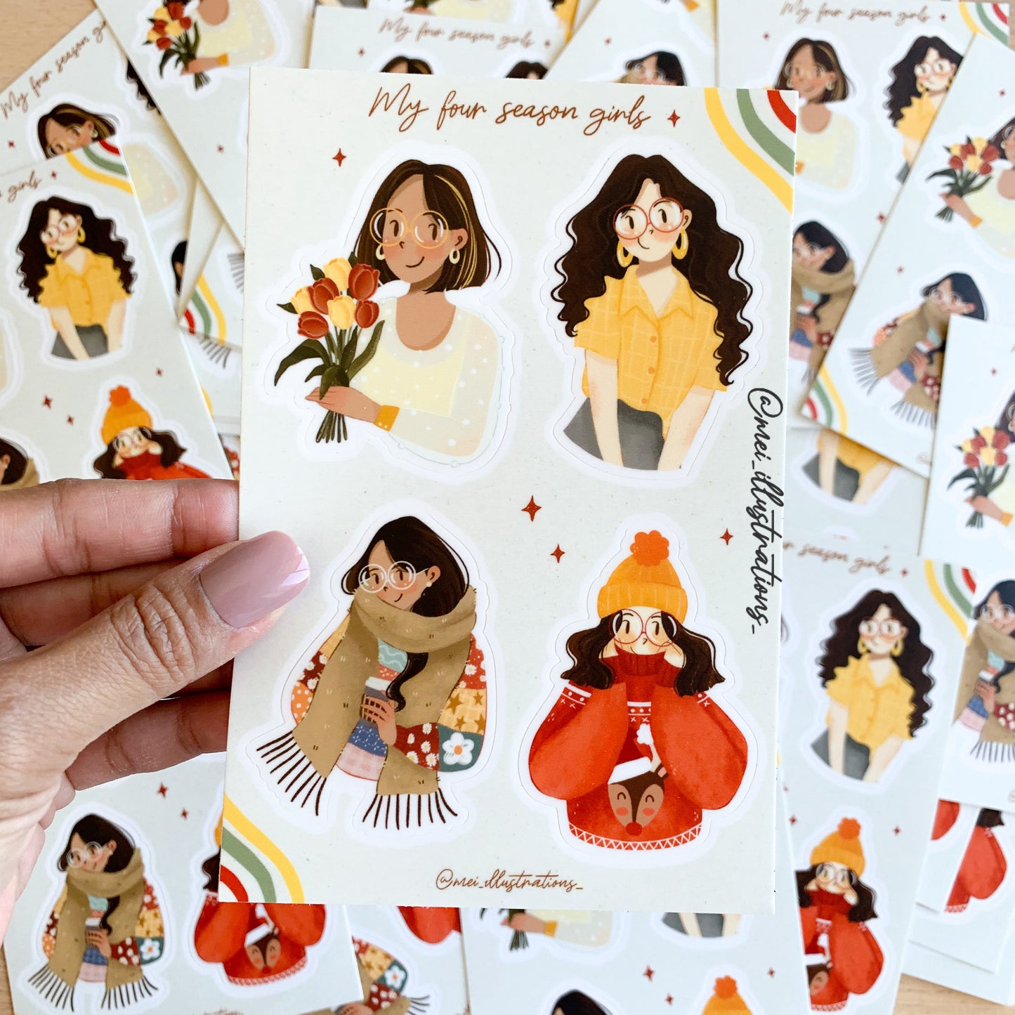 Four seasons girls sticker sheet