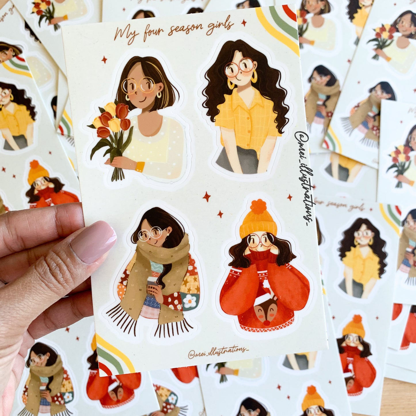 Four seasons girls sticker sheet