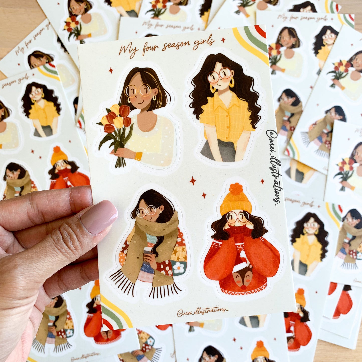 Four seasons girls sticker sheet