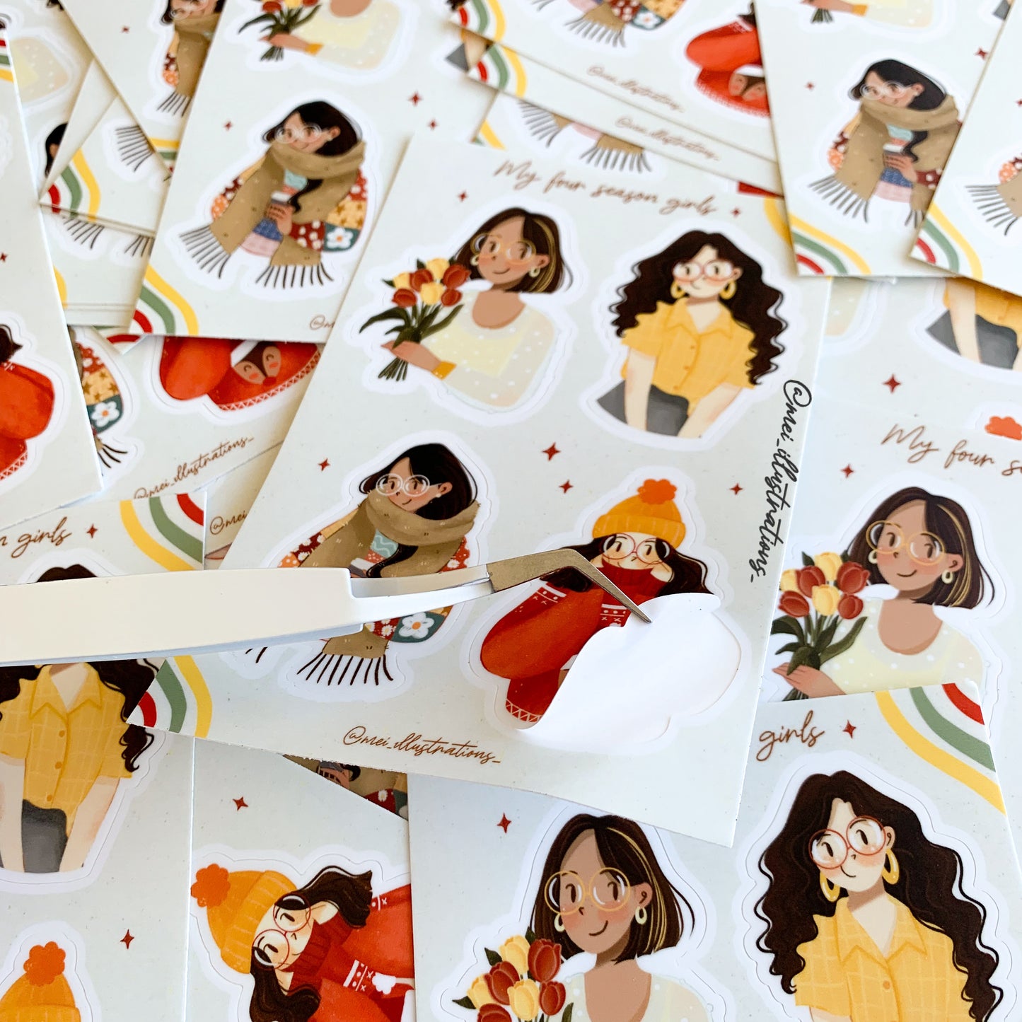 Four seasons girls sticker sheet