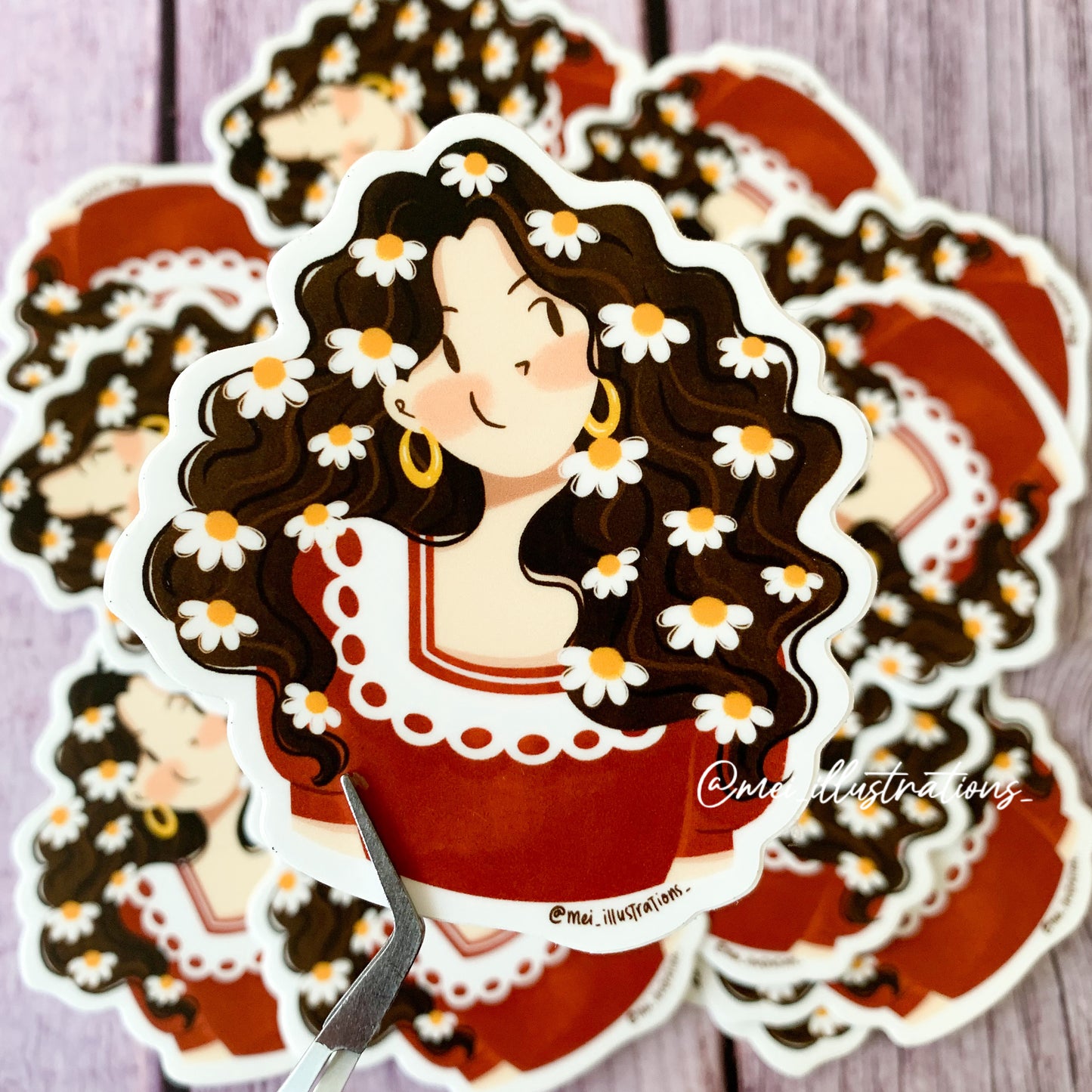 Daisy girl die cut sticker