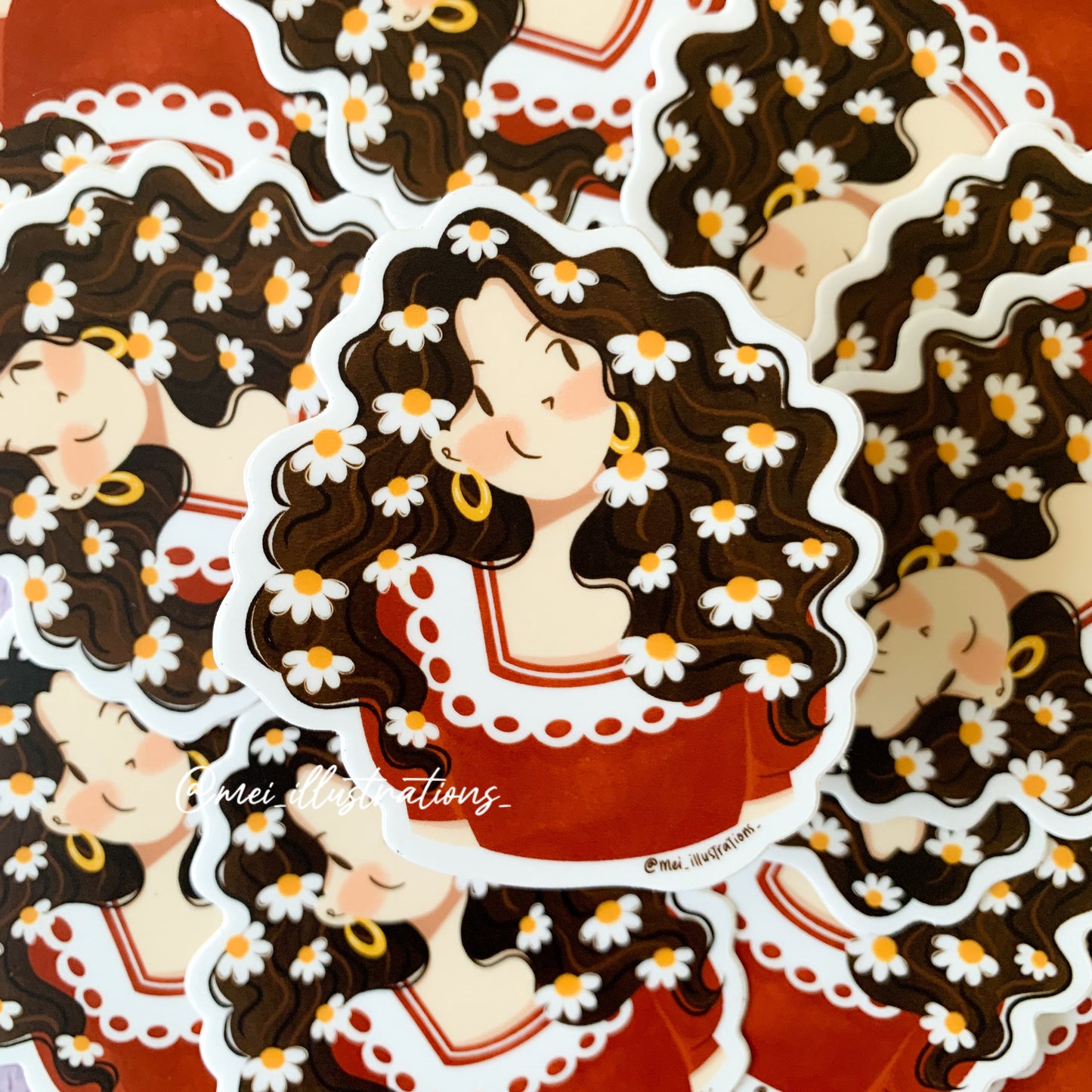 Daisy girl die cut sticker