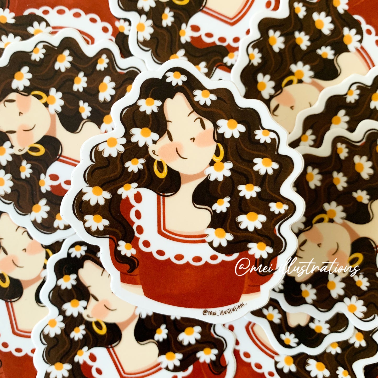 Daisy girl die cut sticker