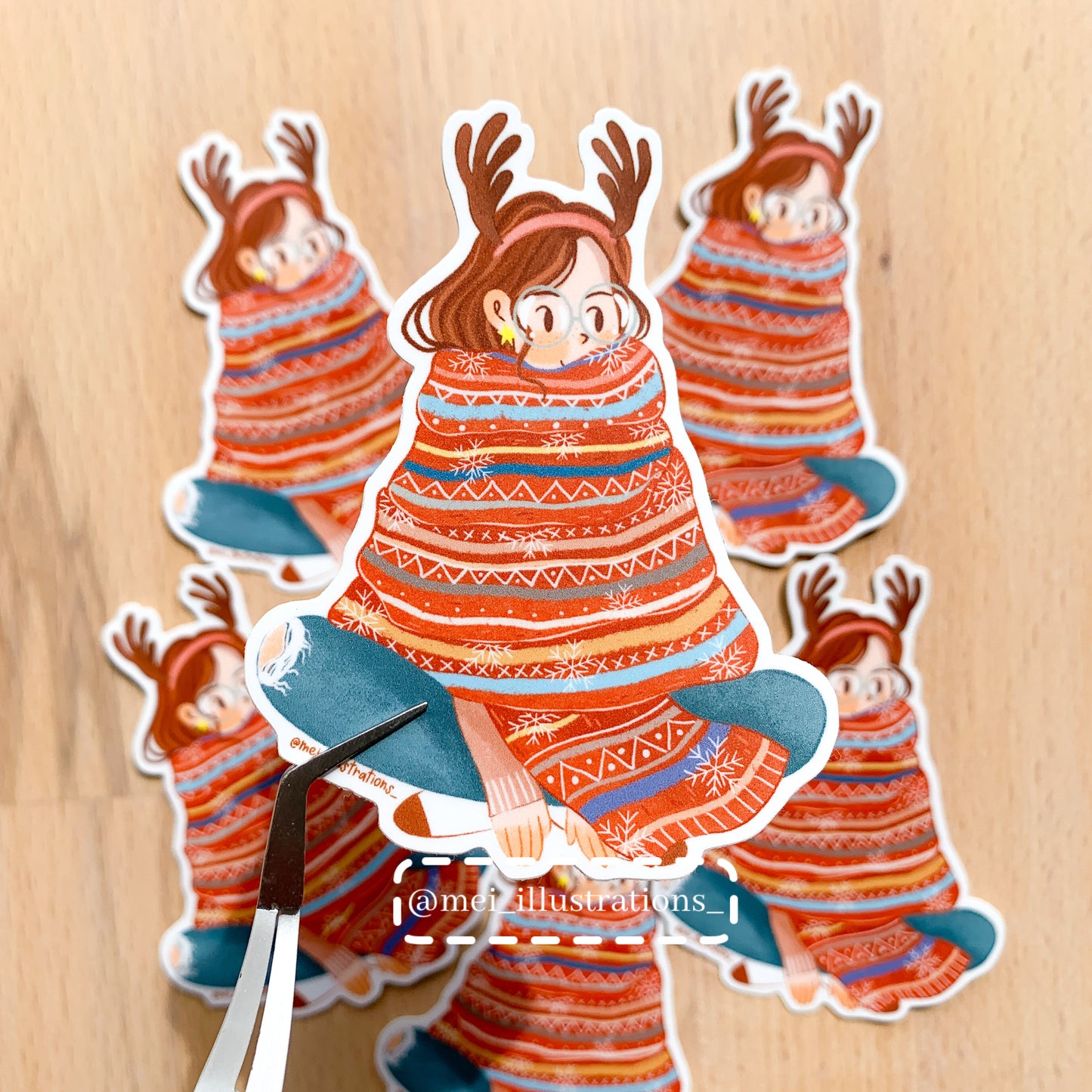 Cozy girl die cut sticker