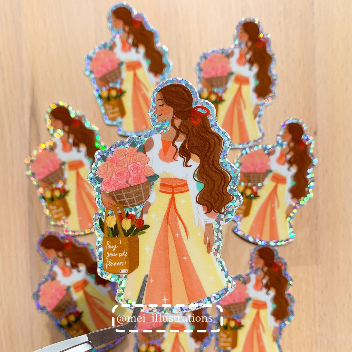Flower girl (Holographic) die cut sticker