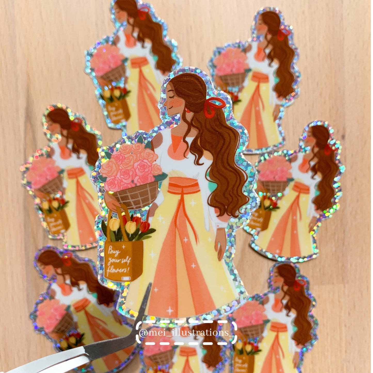 Flower girl (Holographic) die cut sticker