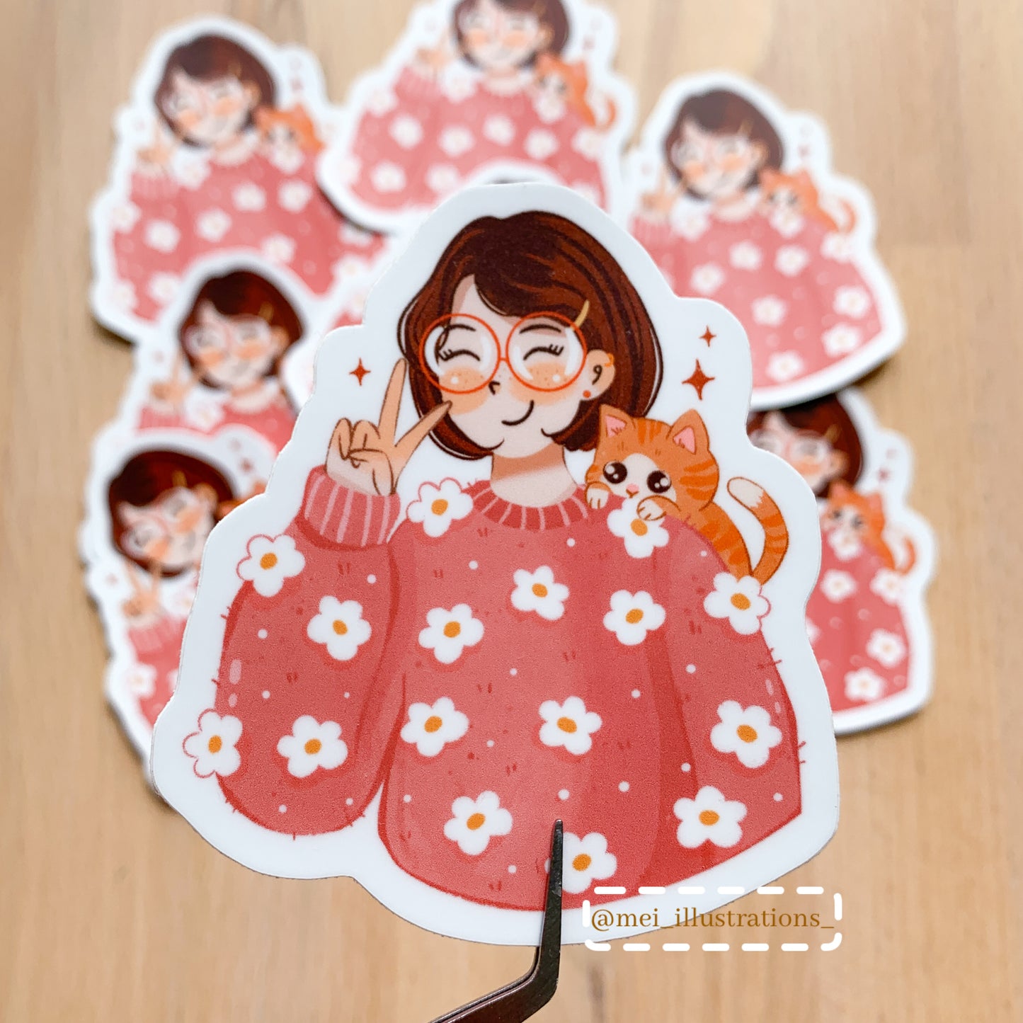 Cat mom die cut sticker